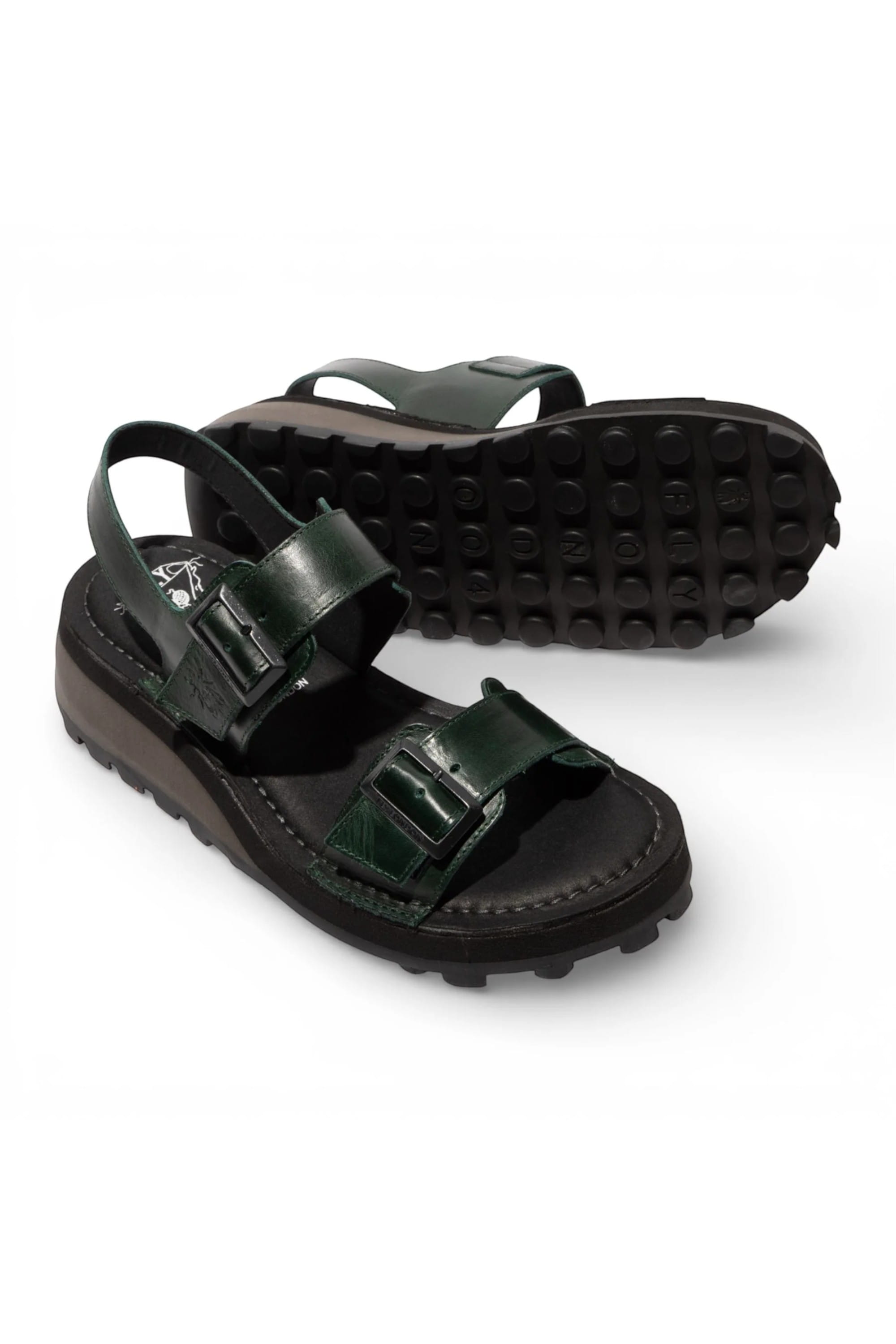 Green Womens Wedge Buckle Sandals-HEIF558FLY, Image 5 of 5