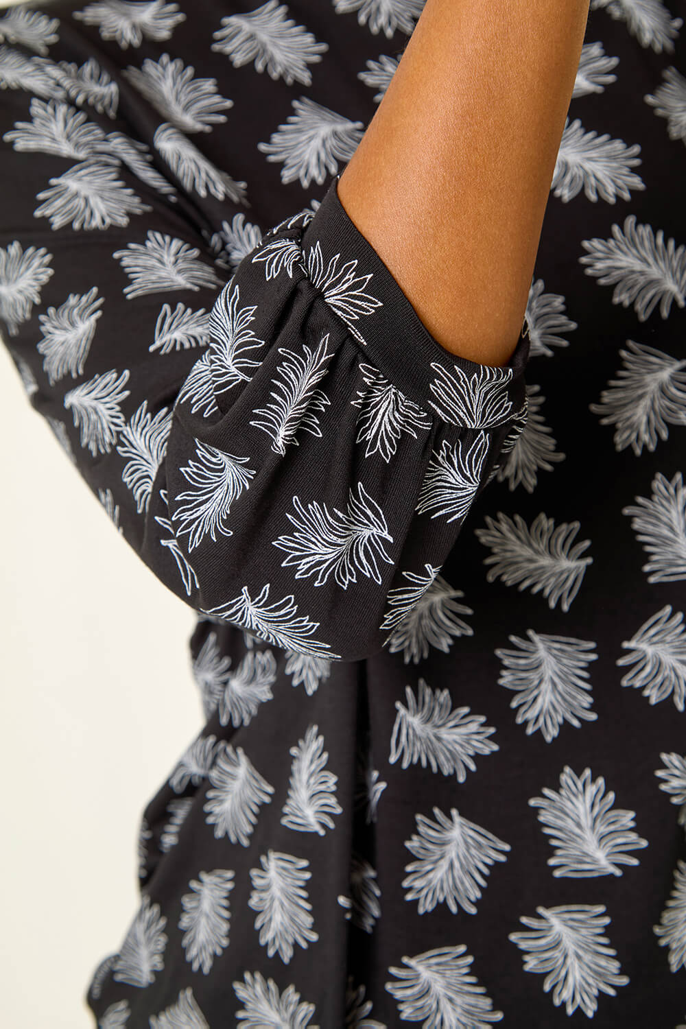 Black Abstract Print Stretch Top, Image 6 of 5