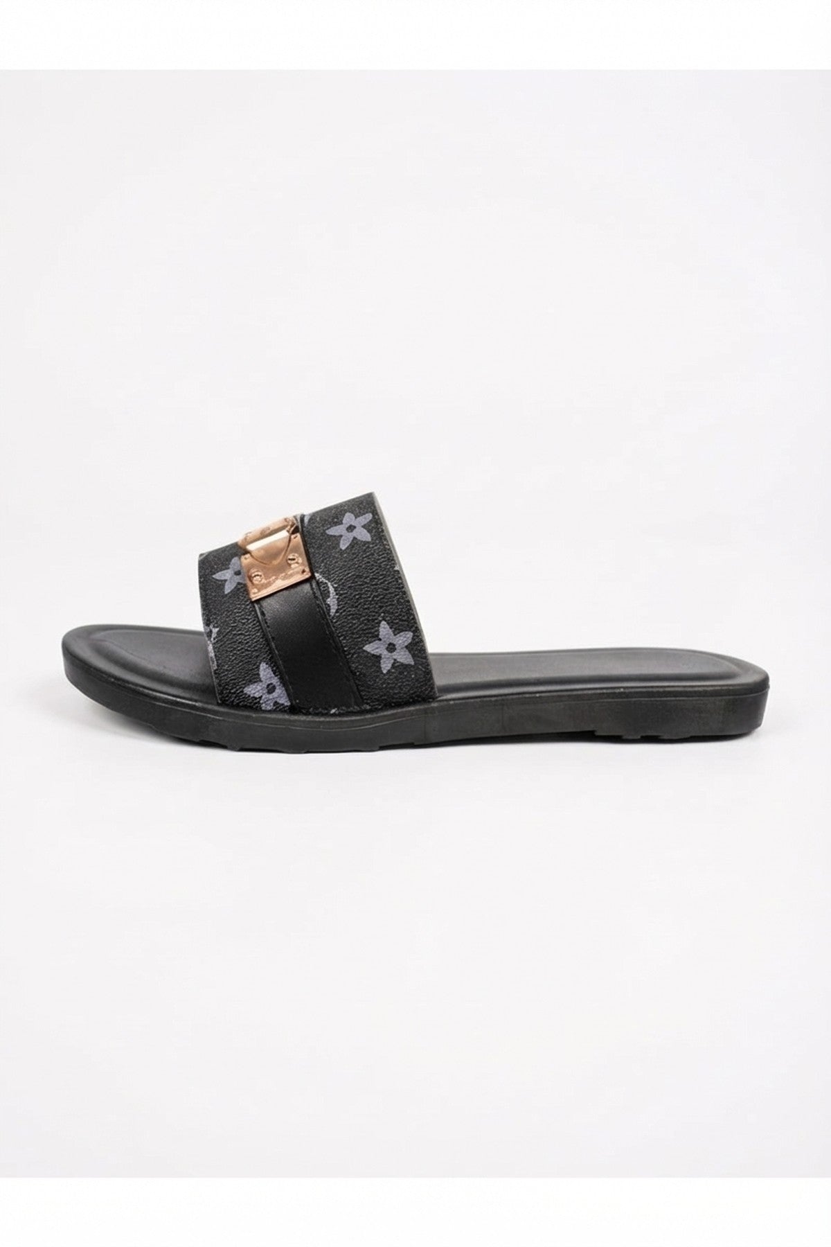 Black 3694 Black Amber Patterned Slider Sandals, Image 8 of 8