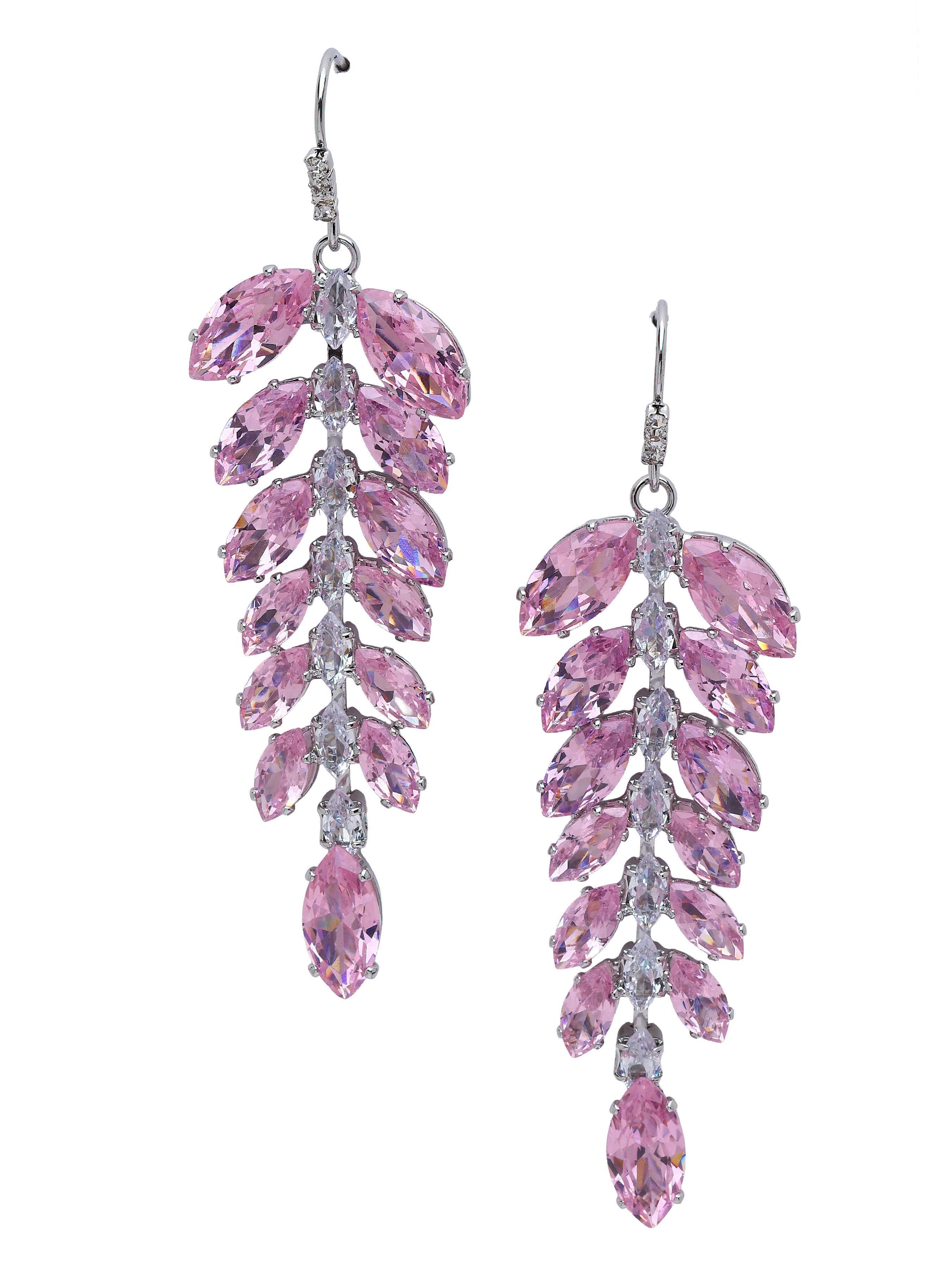 Pink Leaf Vine Chandelier Earrings