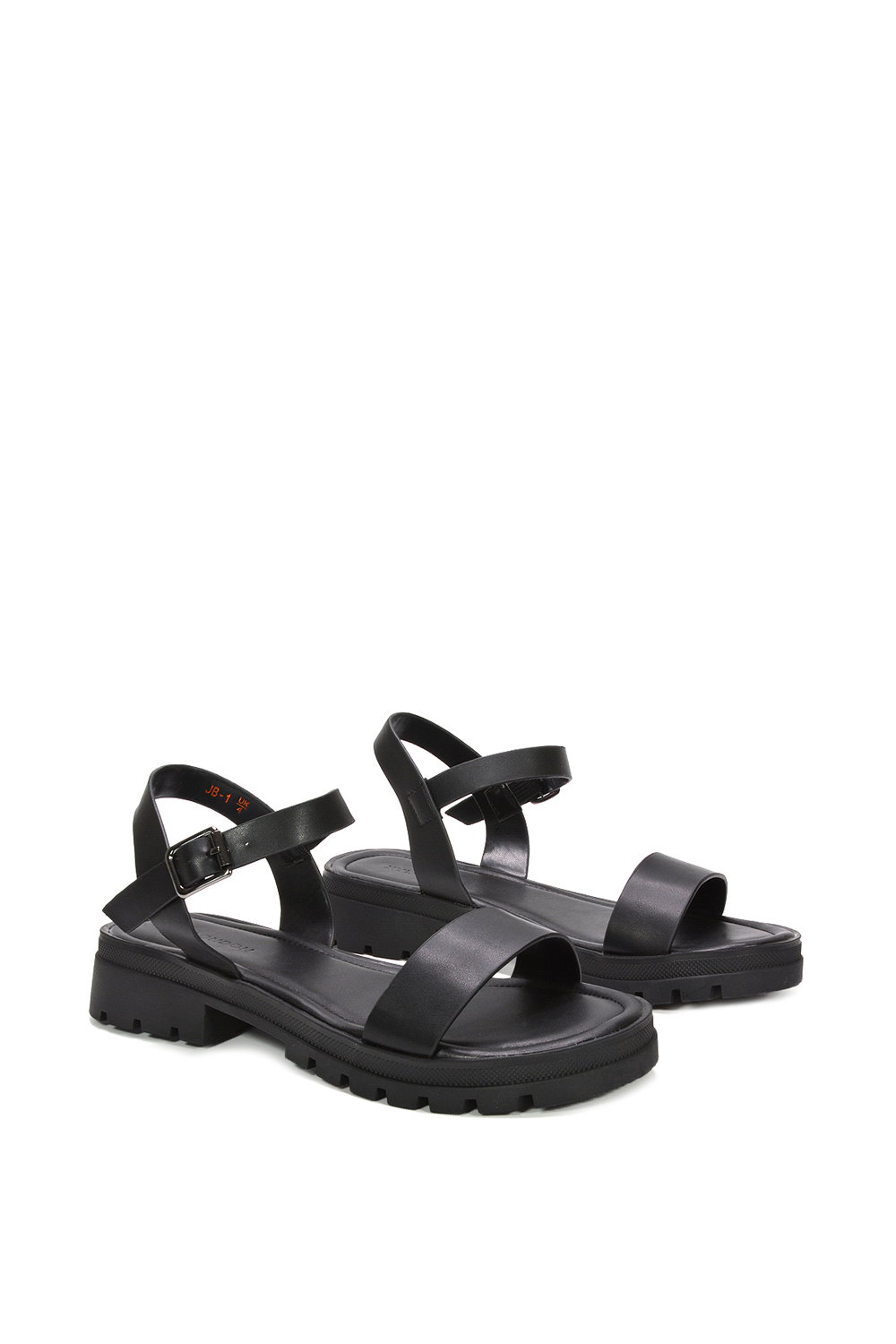 Black 'Sorella' Low Heel Chunky Sandals With Ankle Strap, Image 3 of 6