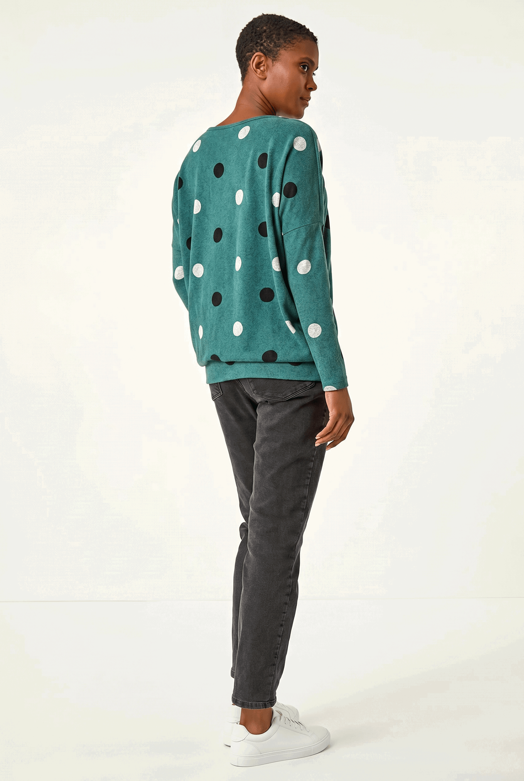 Green Spot Print Snit Top, Image 4 of 5