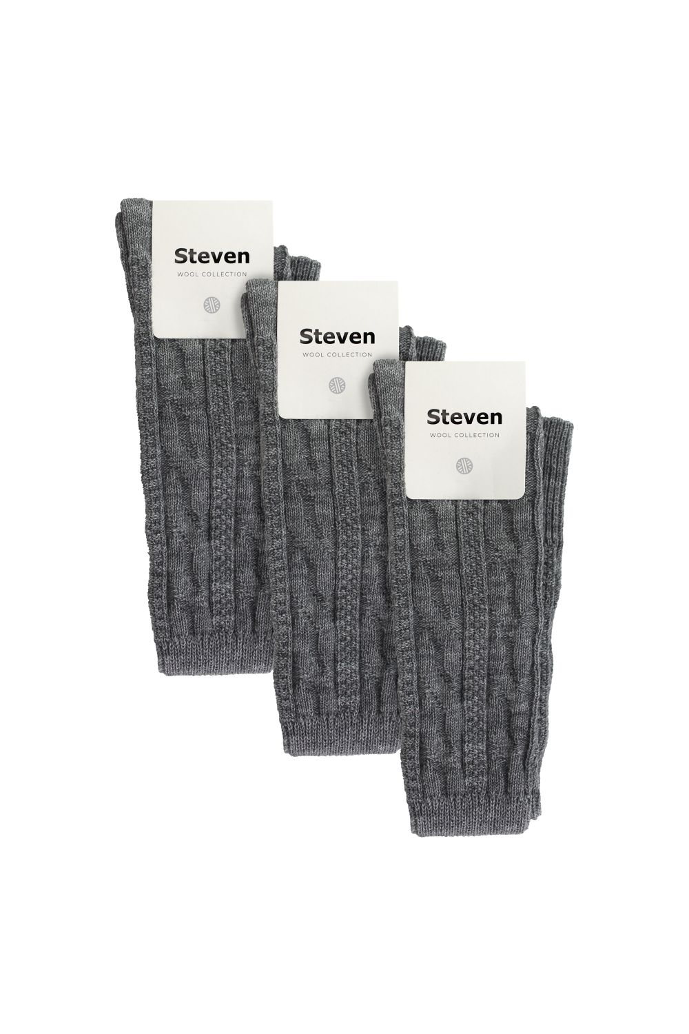 Grey 3 Pairs Over The Knee Wool Socks, Image 2 of 4