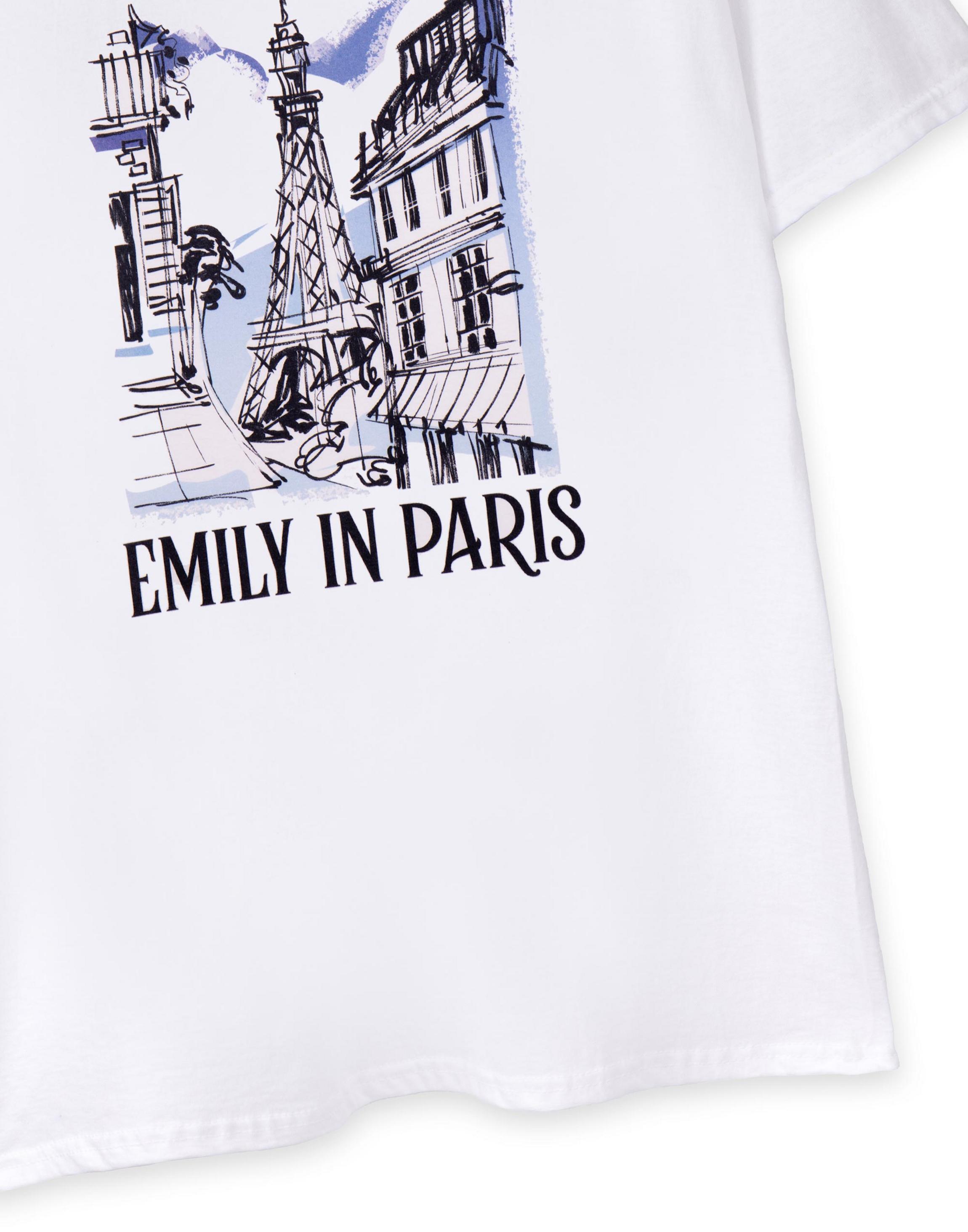 White Emily In Paris Sketchy Cityscape T-Shirt, Image 5 of 6