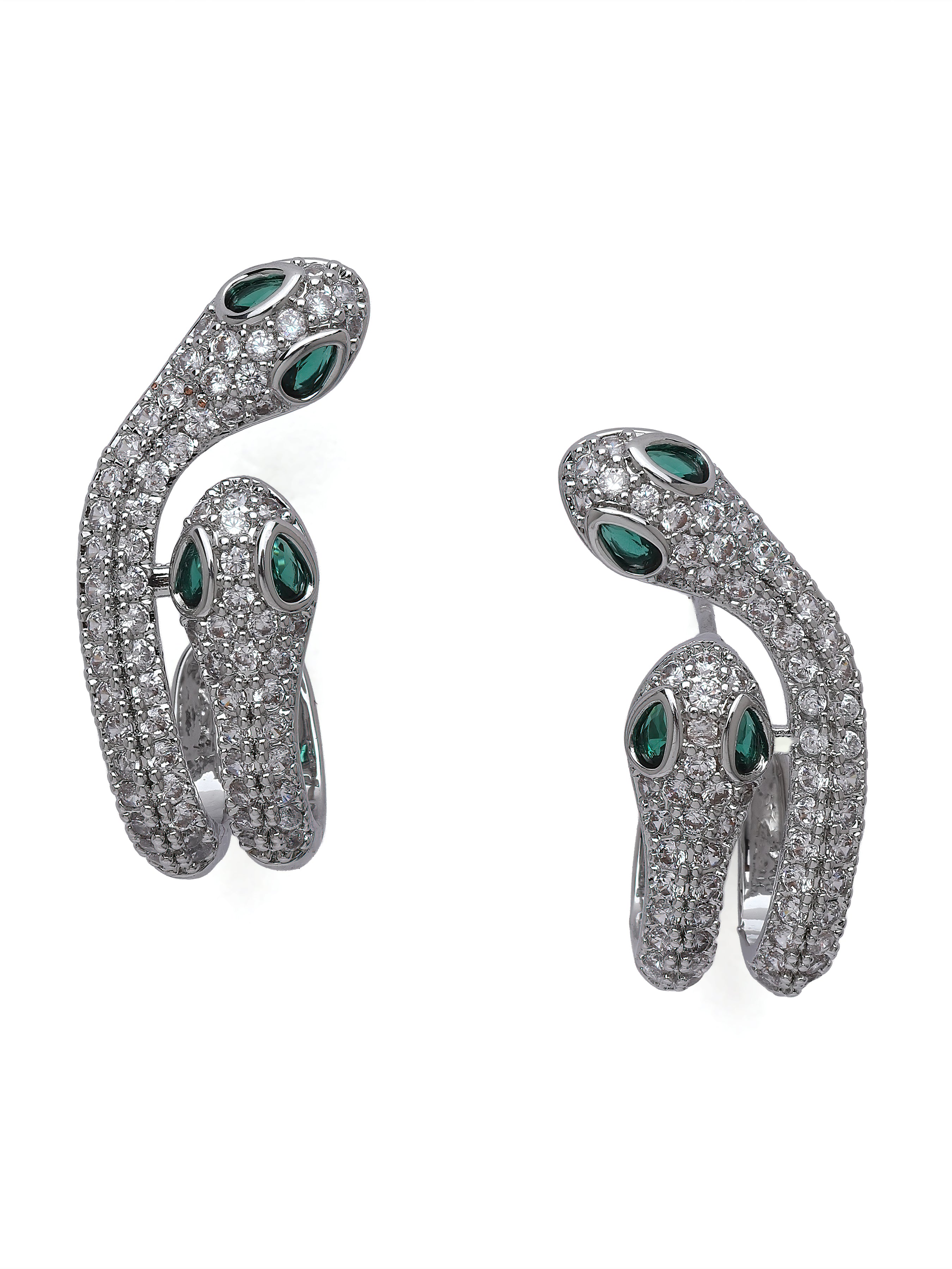 Metallic Pavé Serpent Hugger Stud Earrings