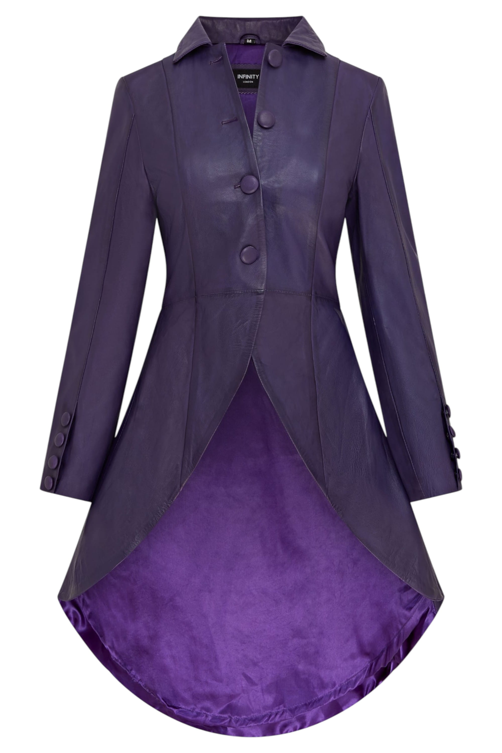 Plum Goth Full Length Victorian Leather Coat, Image 1 of 6