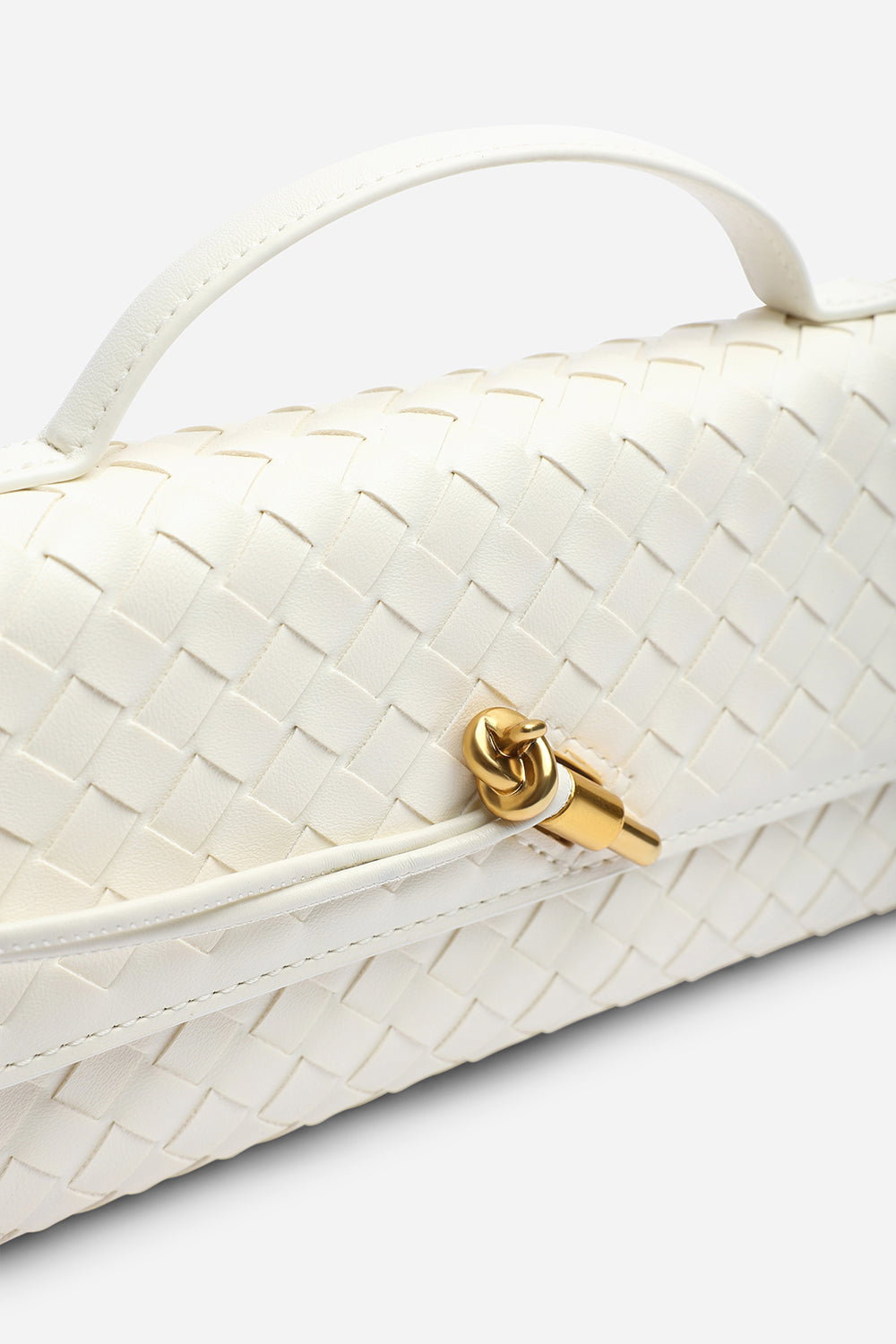 Cream Petal Envelope Style Woven Clutch Bag, Image 3 of 4