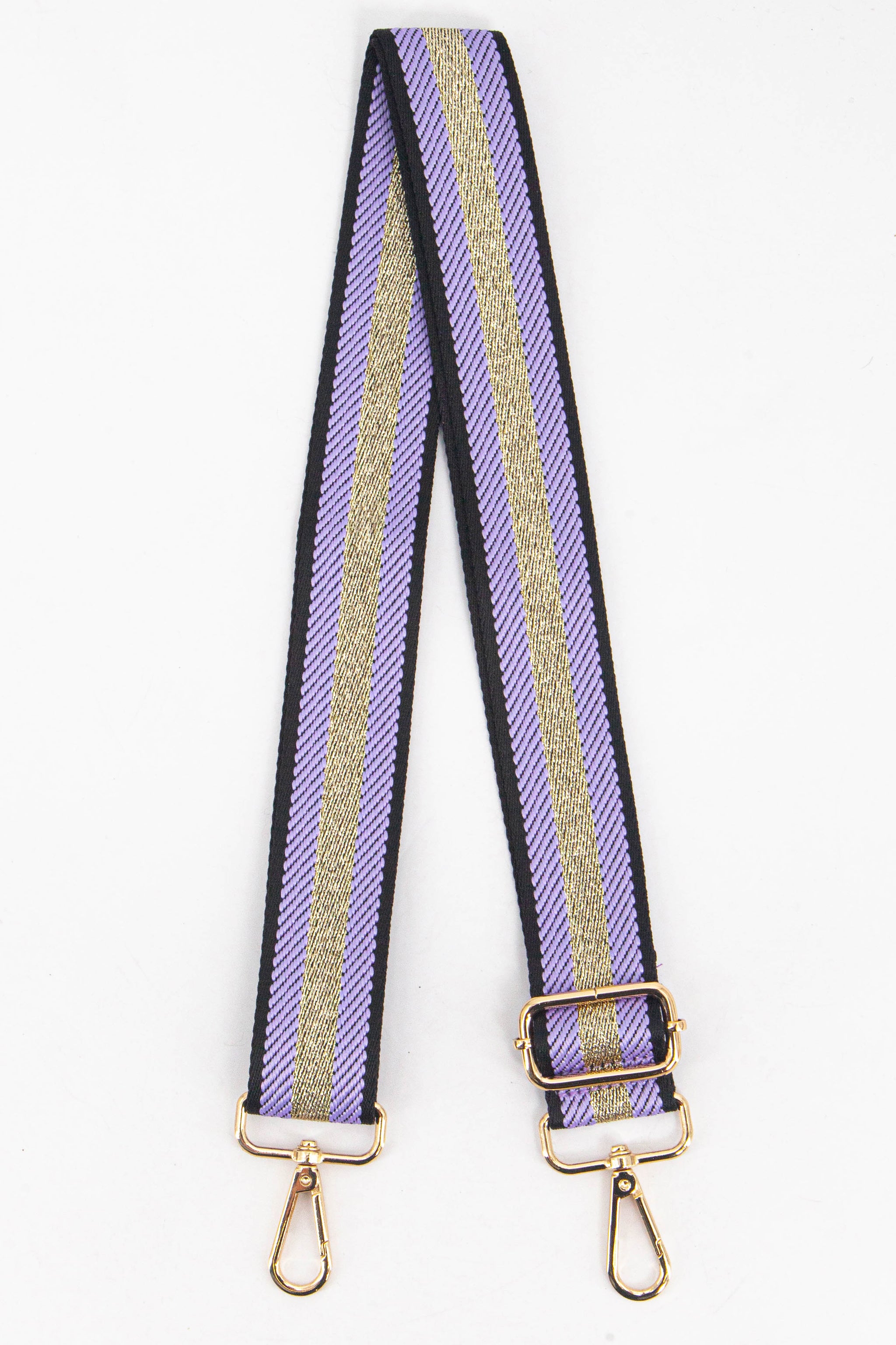 Purple Glitter Stripe Woven Bag Strap
