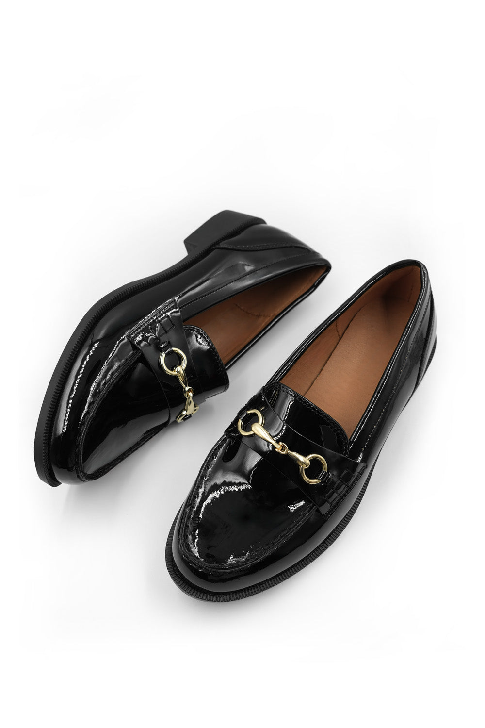Black Maelynn Round Toe Single Metal Bar Loafers, Image 4 of 6