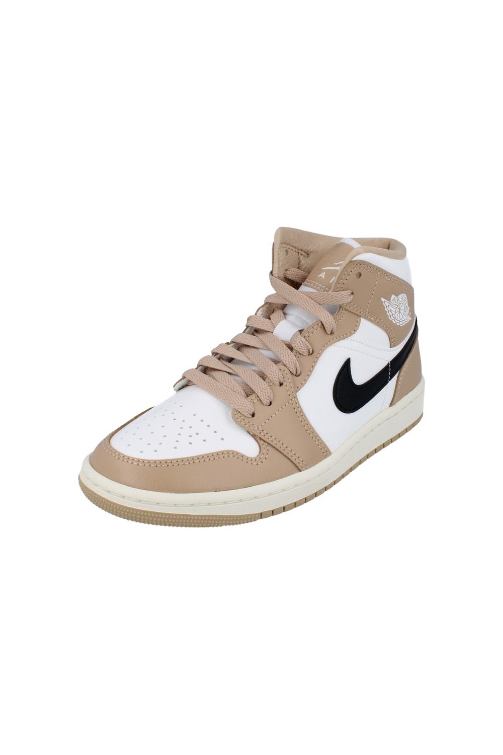 White Air Jordan 1 Mid Trainers, Image 2 of 6