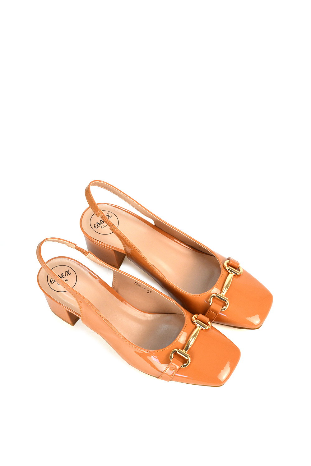 Orange XY LONDON Orange 'Selena' Slingback Mid Heels With Square Toe, Image 4 of 6