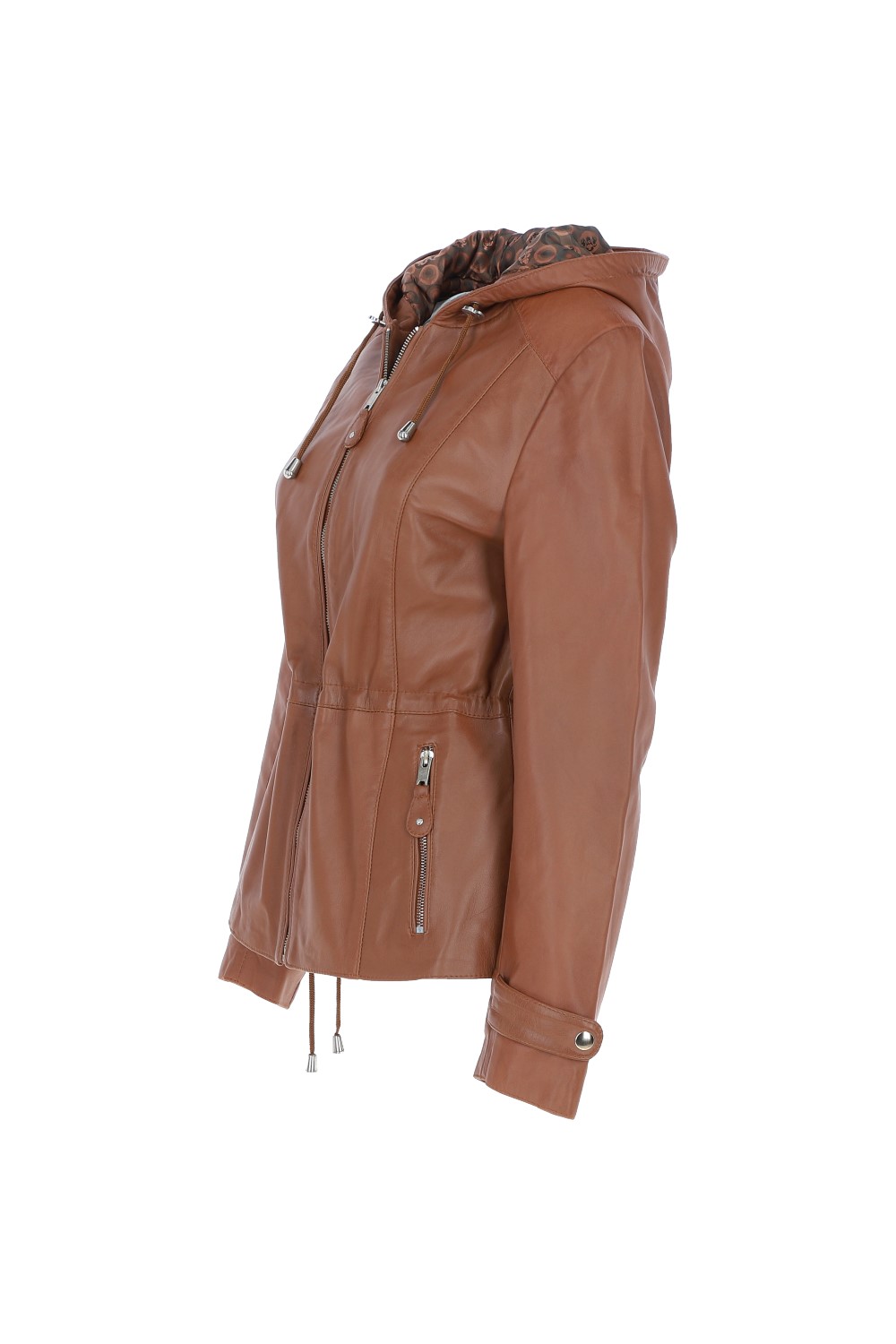 Tan Ashwood Leather Tan 'Anne' Leather Jacket with Adjustable Waist String, Image 3 of 5