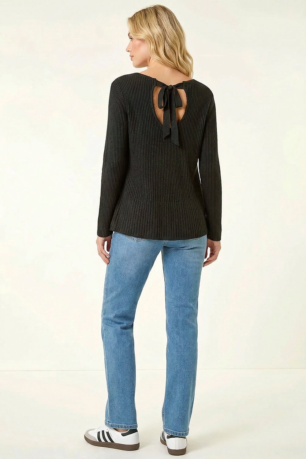 Black Tie Back Knit Jumper, Image 5 of 5