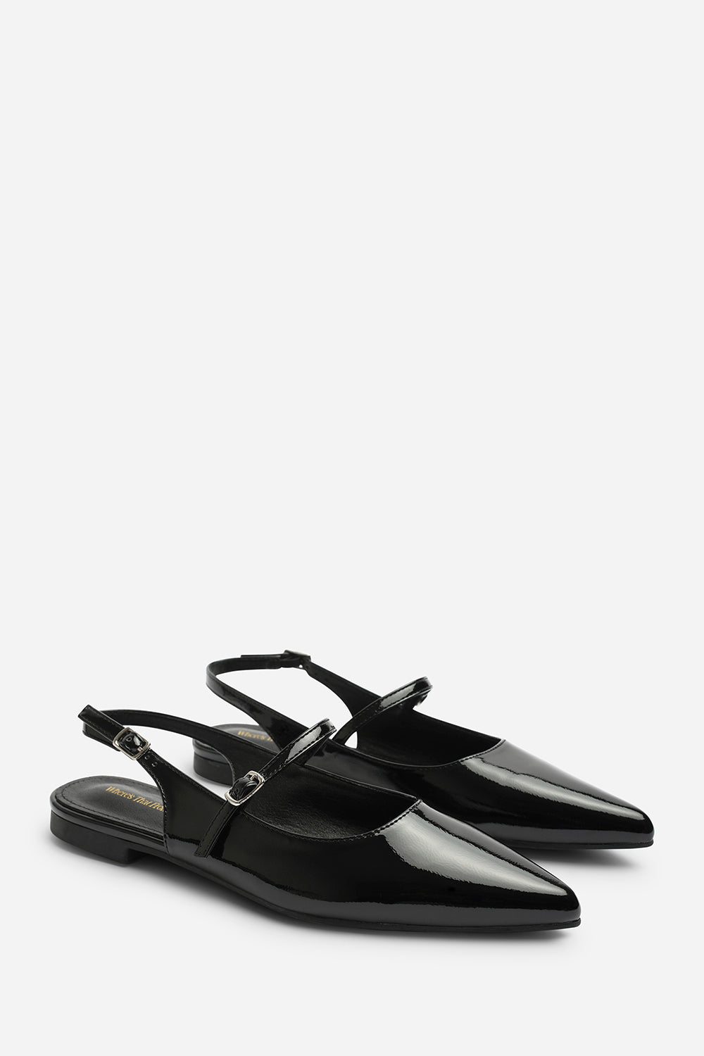Black Estrella Pointed Toe Mary Jane Open Back Ballet Flats, Image 4 of 7