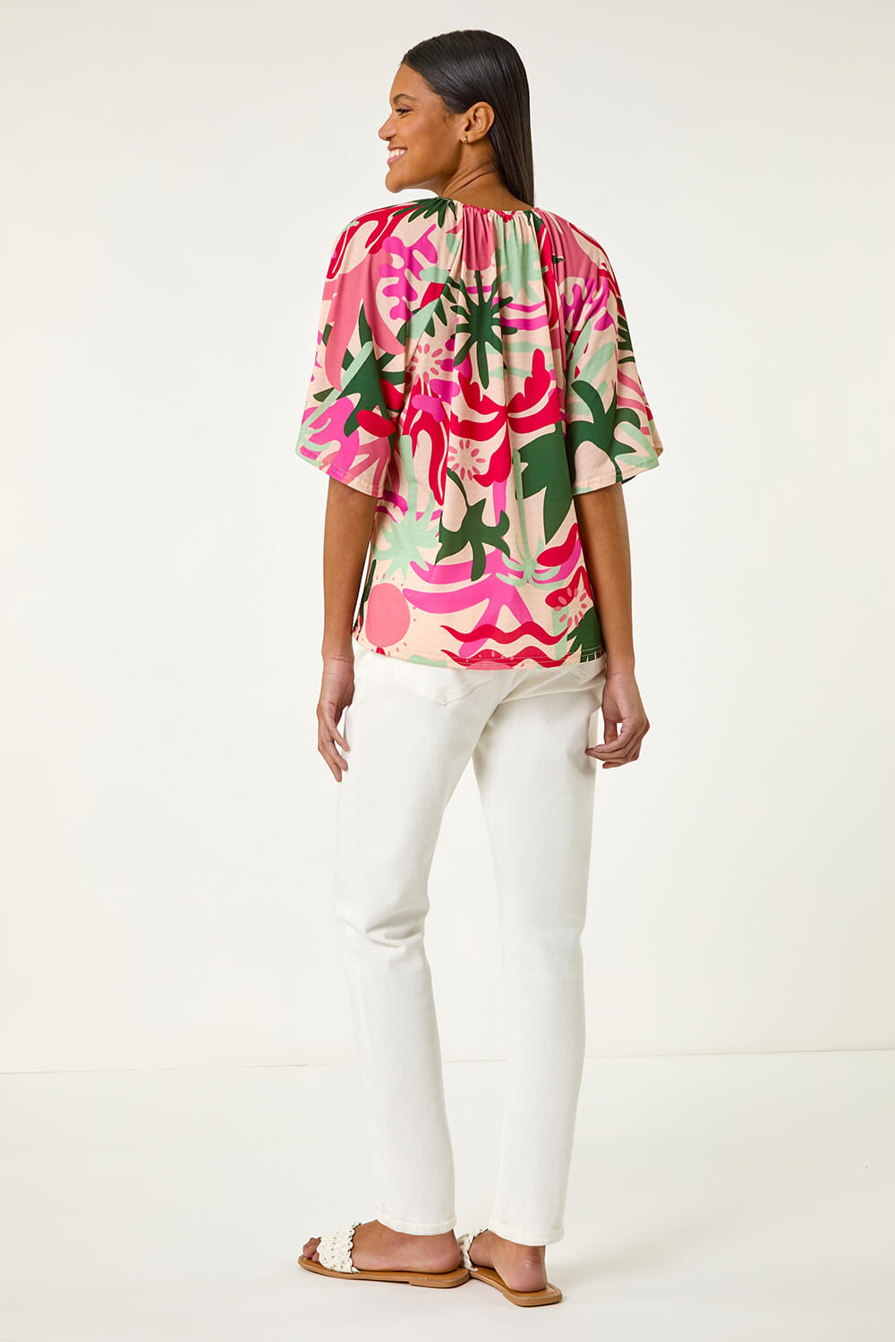 PINK Printed Raglan Sleeve Stretch Top, Image 4 of 5