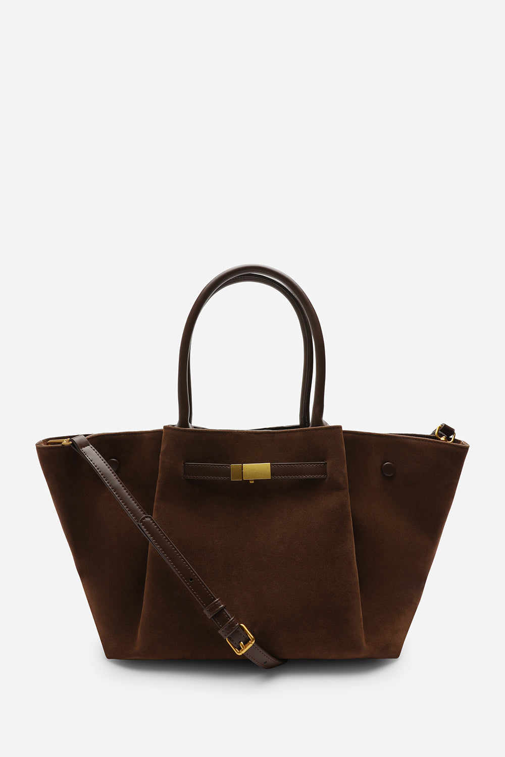Brown Dove Suede Handheld Tote Bag, Image 1 of 4