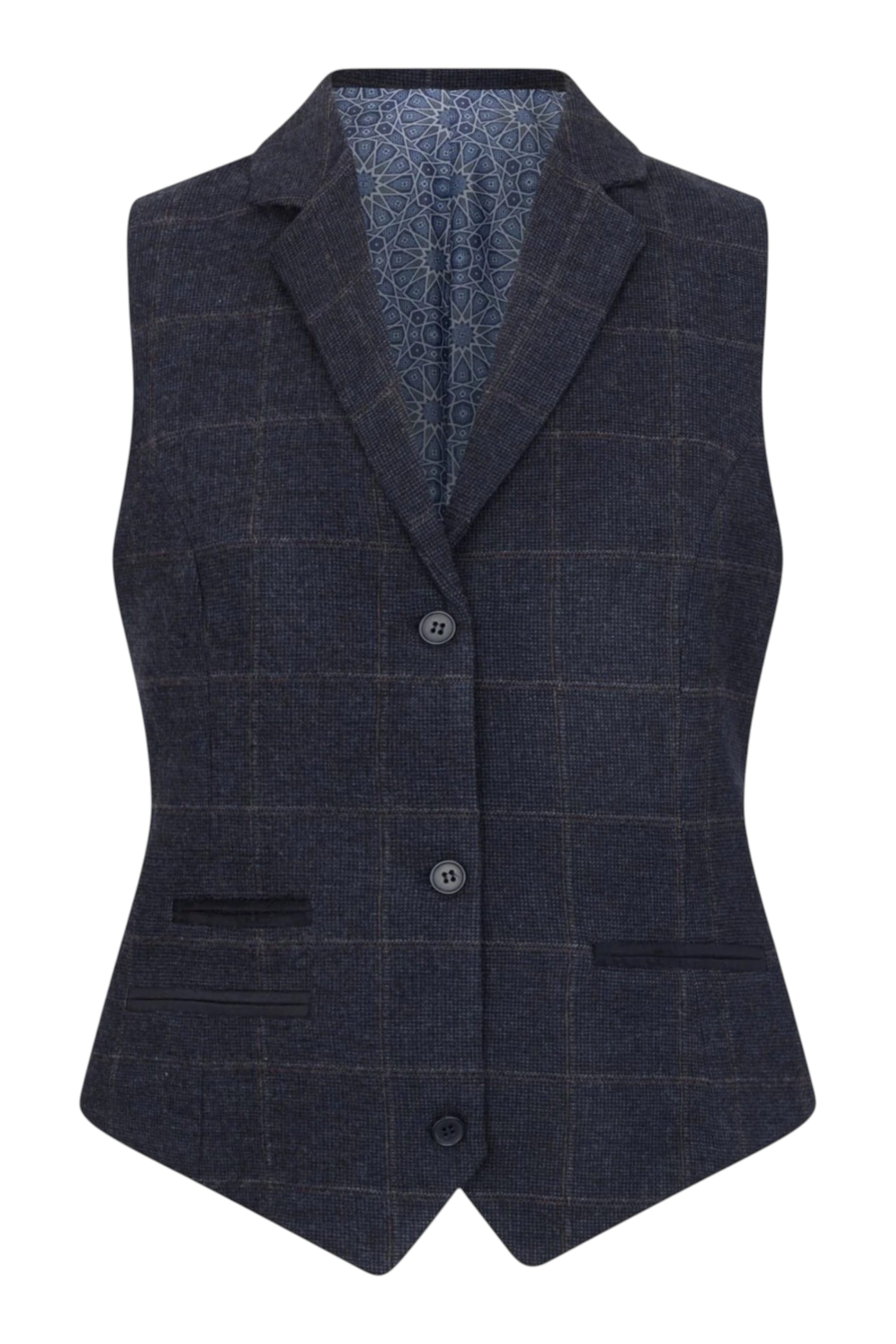 Navy Infinity Leather Navy Women's Navy Tweed Waistcoat, Image 1 of 4