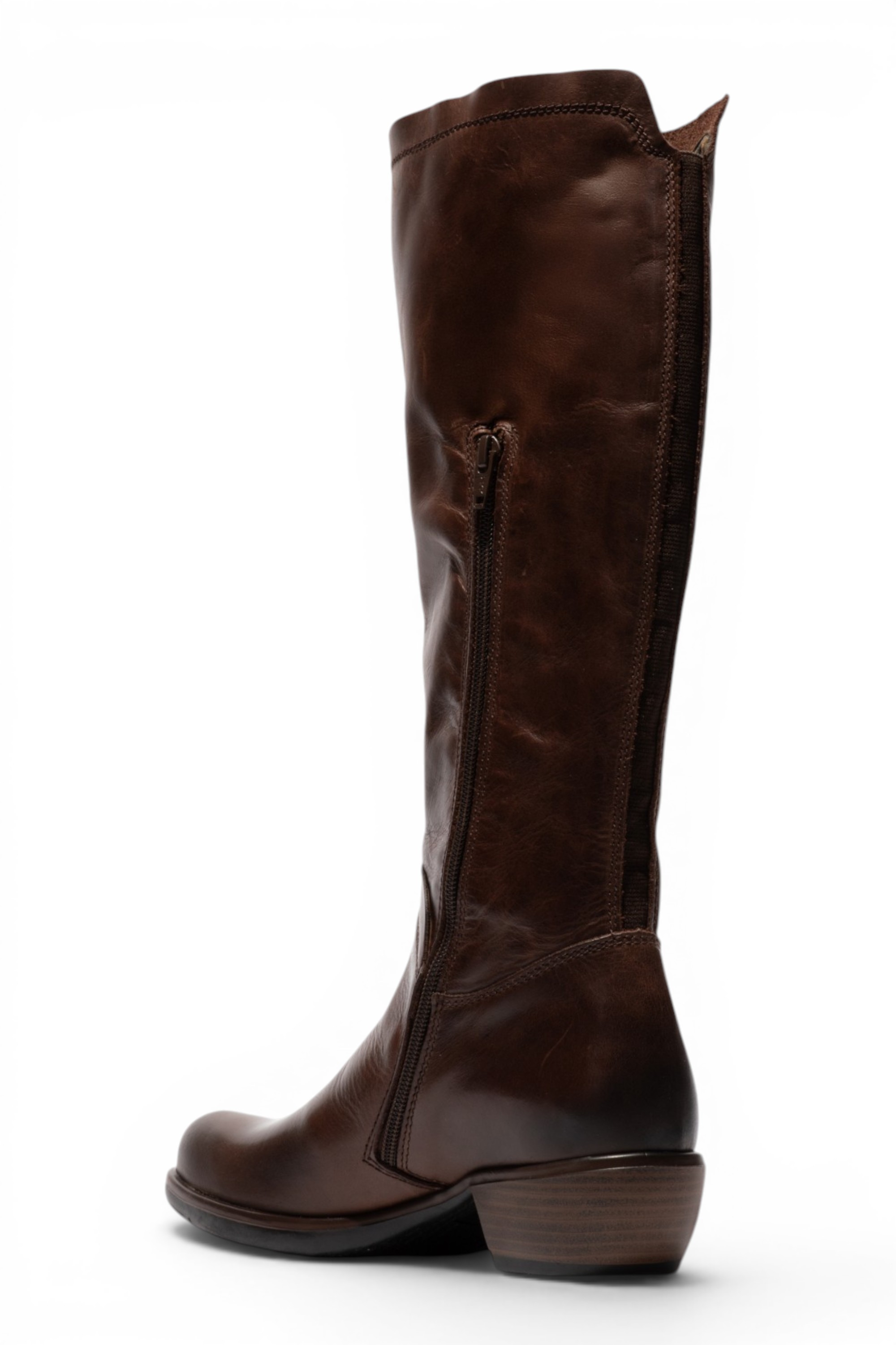 Brown Womens Leather Riding Long Boots-MISTRY, Image 4 of 5