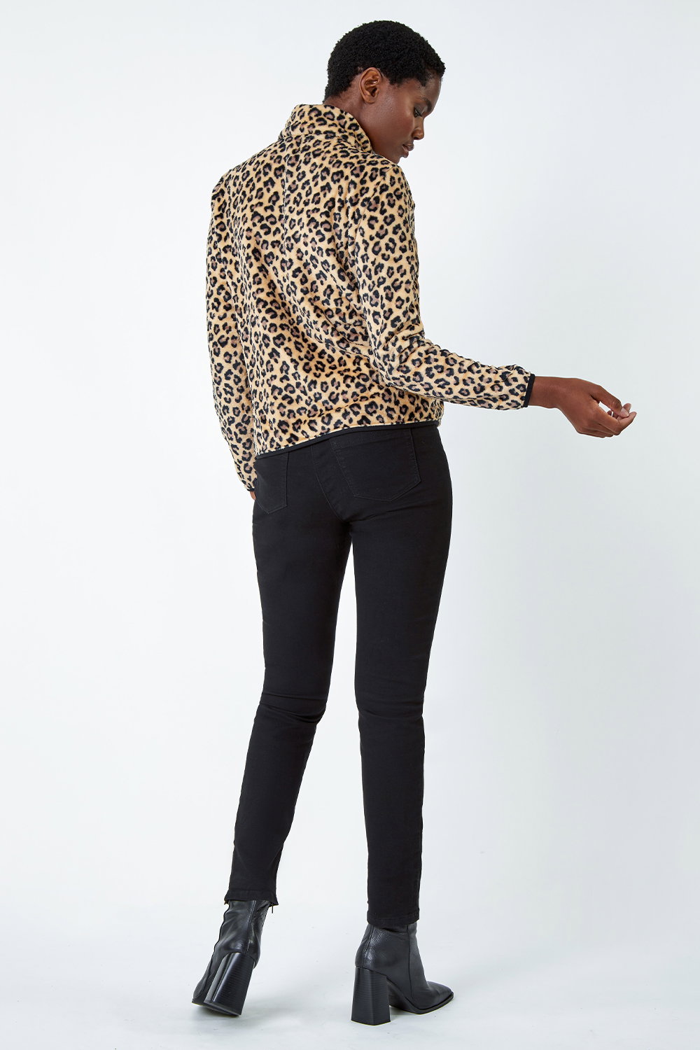 Multi Animal Print Sherpa Fleece Jacket, Image 4 of 5