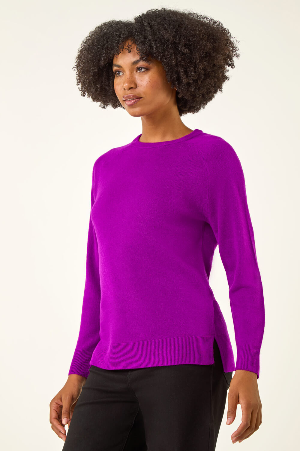 Soft Long Sleeve Magenta Crew Neck