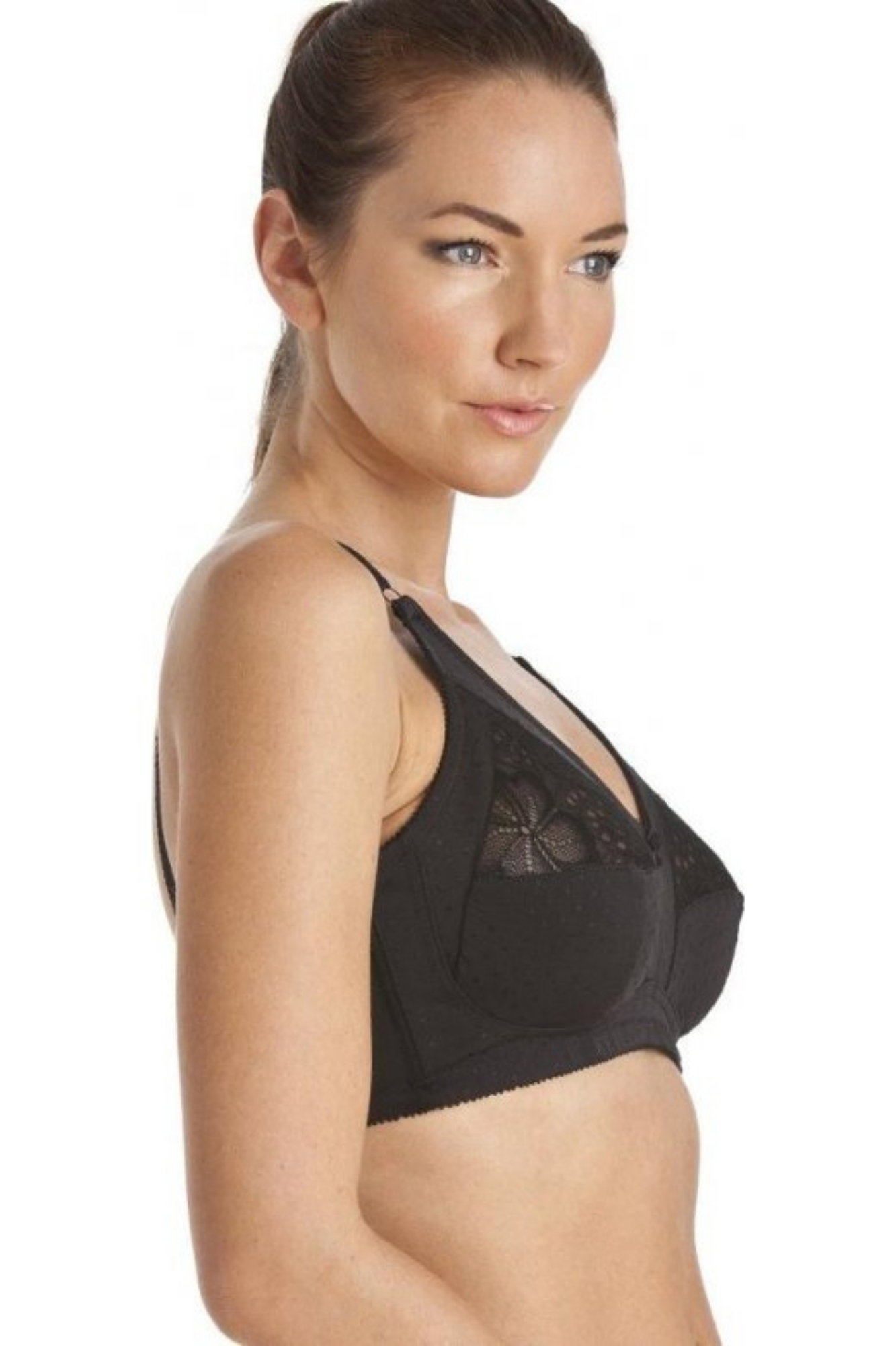 Black Cotton Lined Soft Cup Non Wired T-Shirt Bra, Image 2 of 5