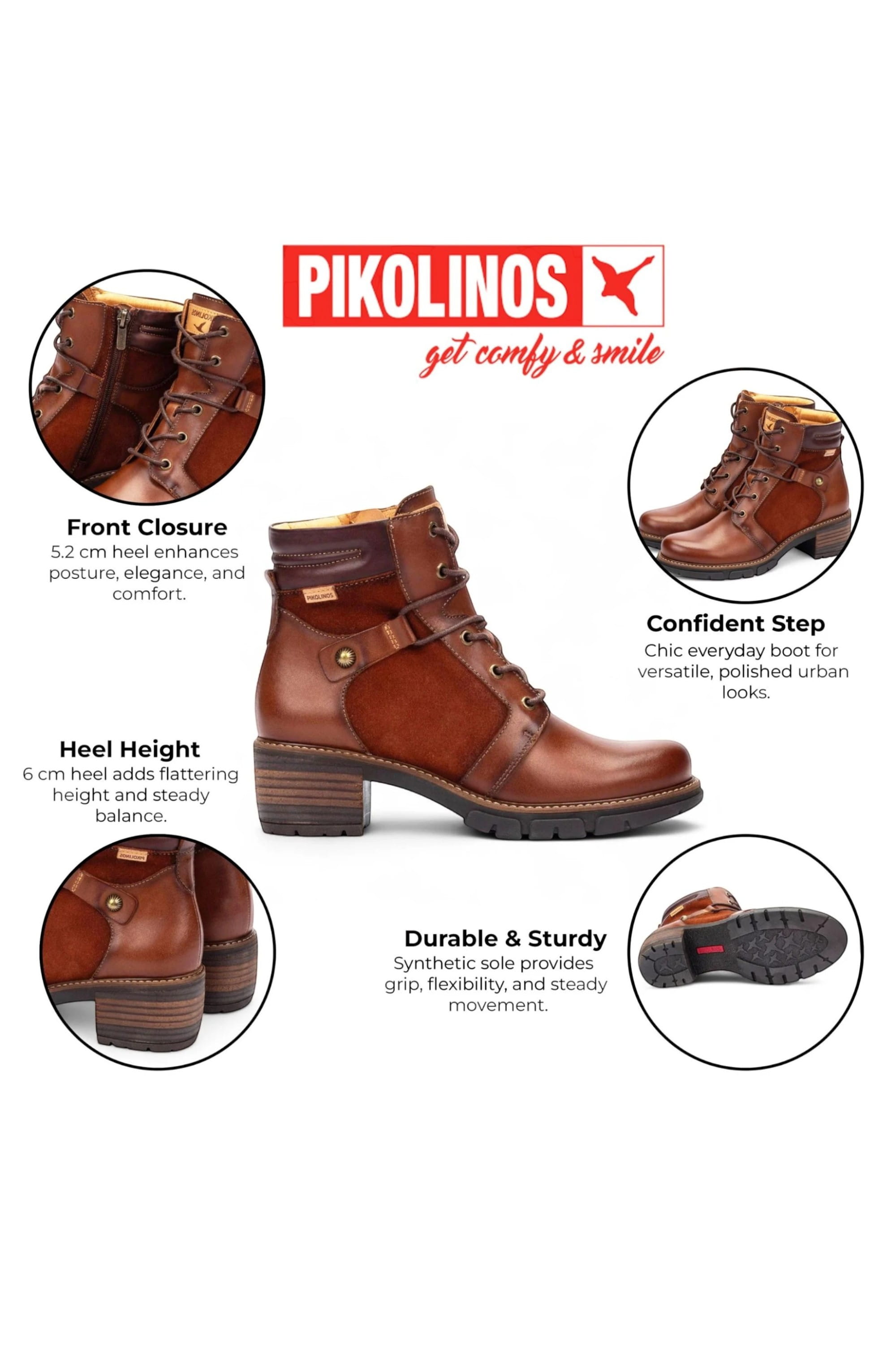 Brown Womens Soft Heel Ankle Boots -W1T-8979C1, Image 3 of 7