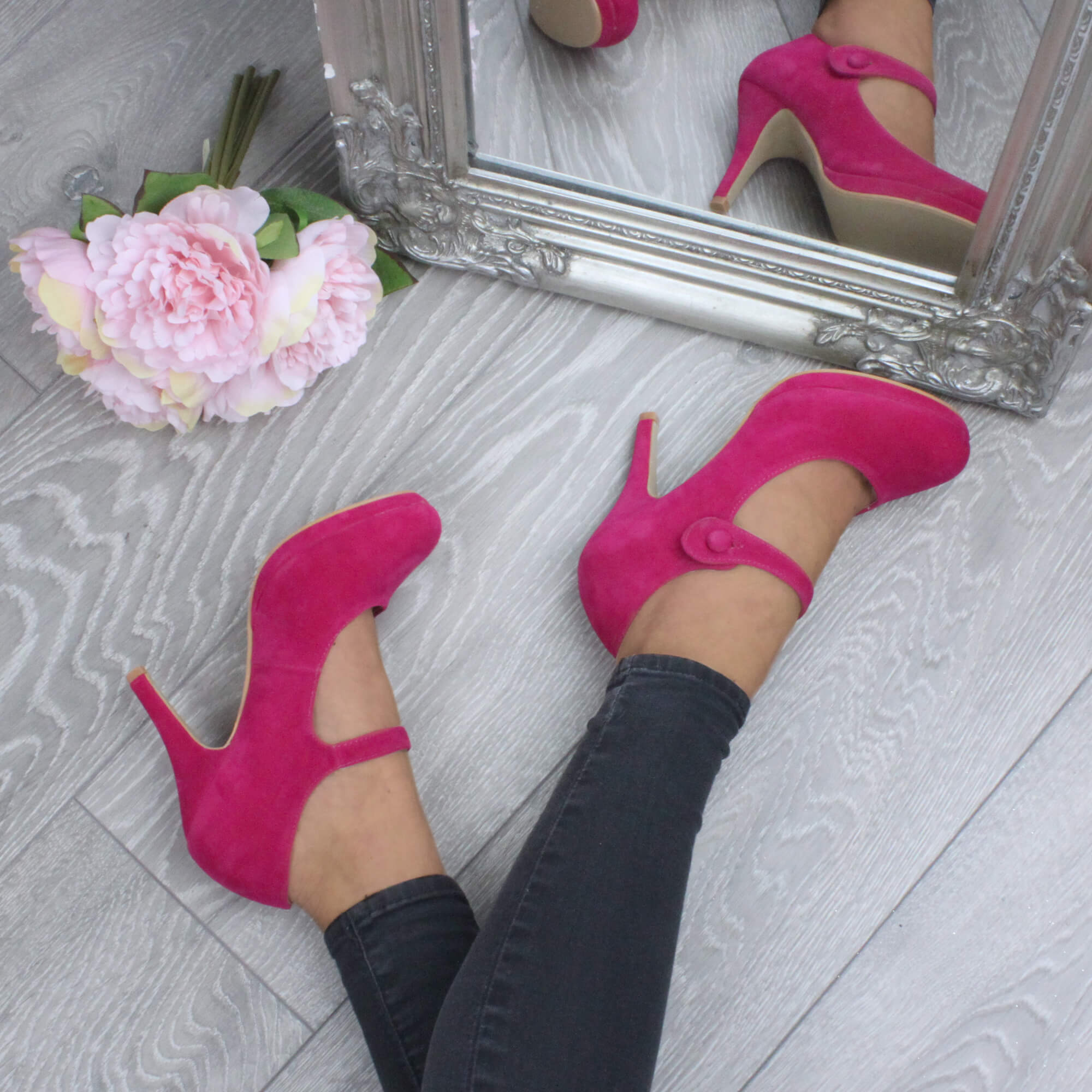 Fuchsia AJVANI Fuchsia High Heel Mary Jane Court Shoes, Image 5 of 6