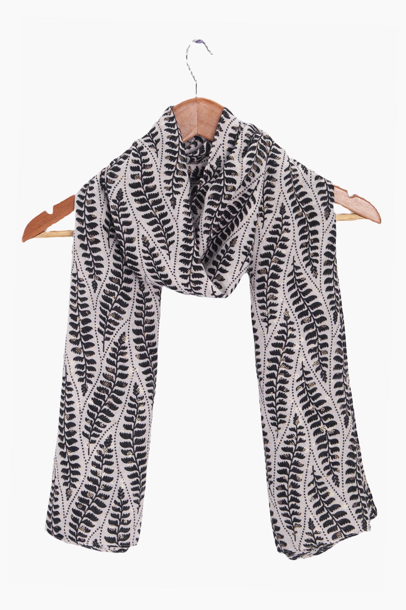 Cream Sarta Cream Fern Leaf Lightweight Scarf, Image 2 of 3