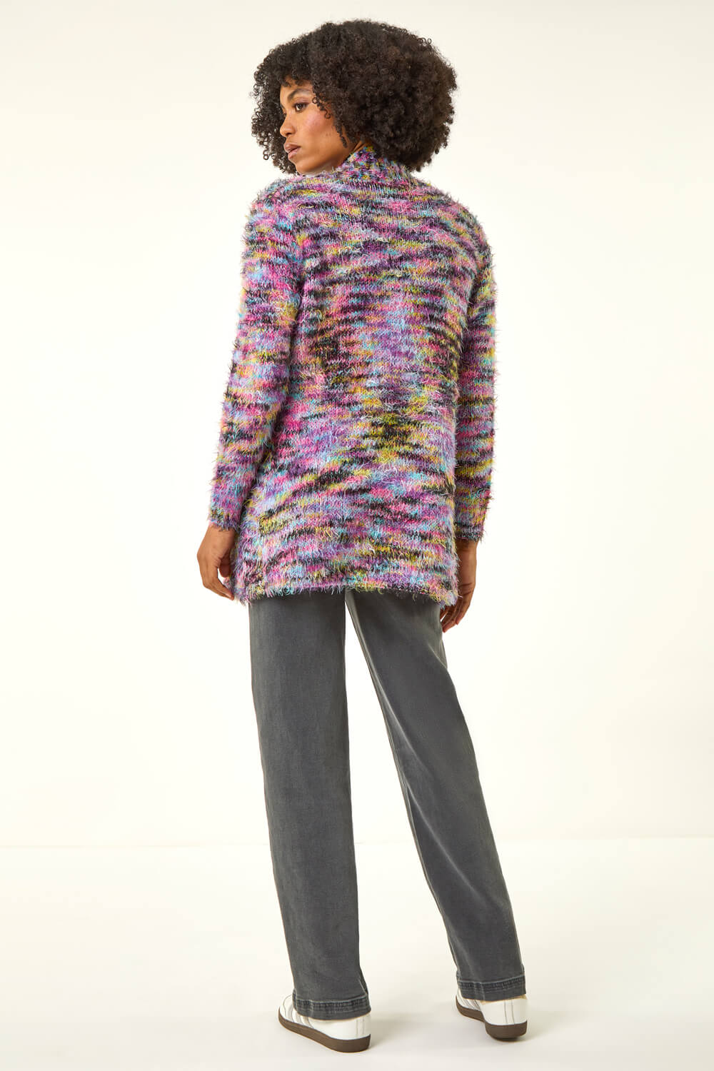 Purple Fluffy Longline Cosy Cardigan, Image 4 of 5
