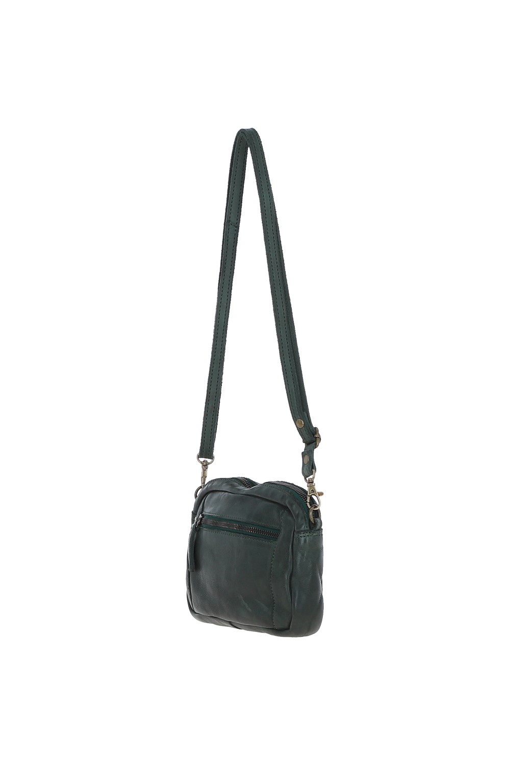 Green Real Leather Vintage Cross Body Bag, Image 3 of 5
