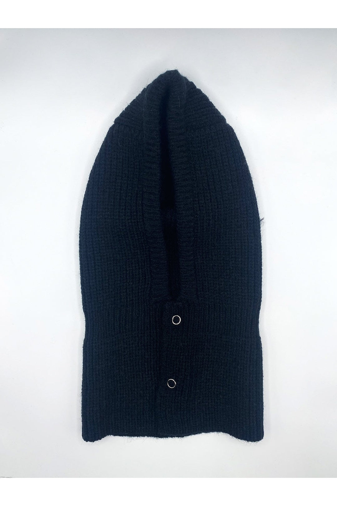 Black Knitted Black Balaclava with Snap Fastening, Image 4 of 5