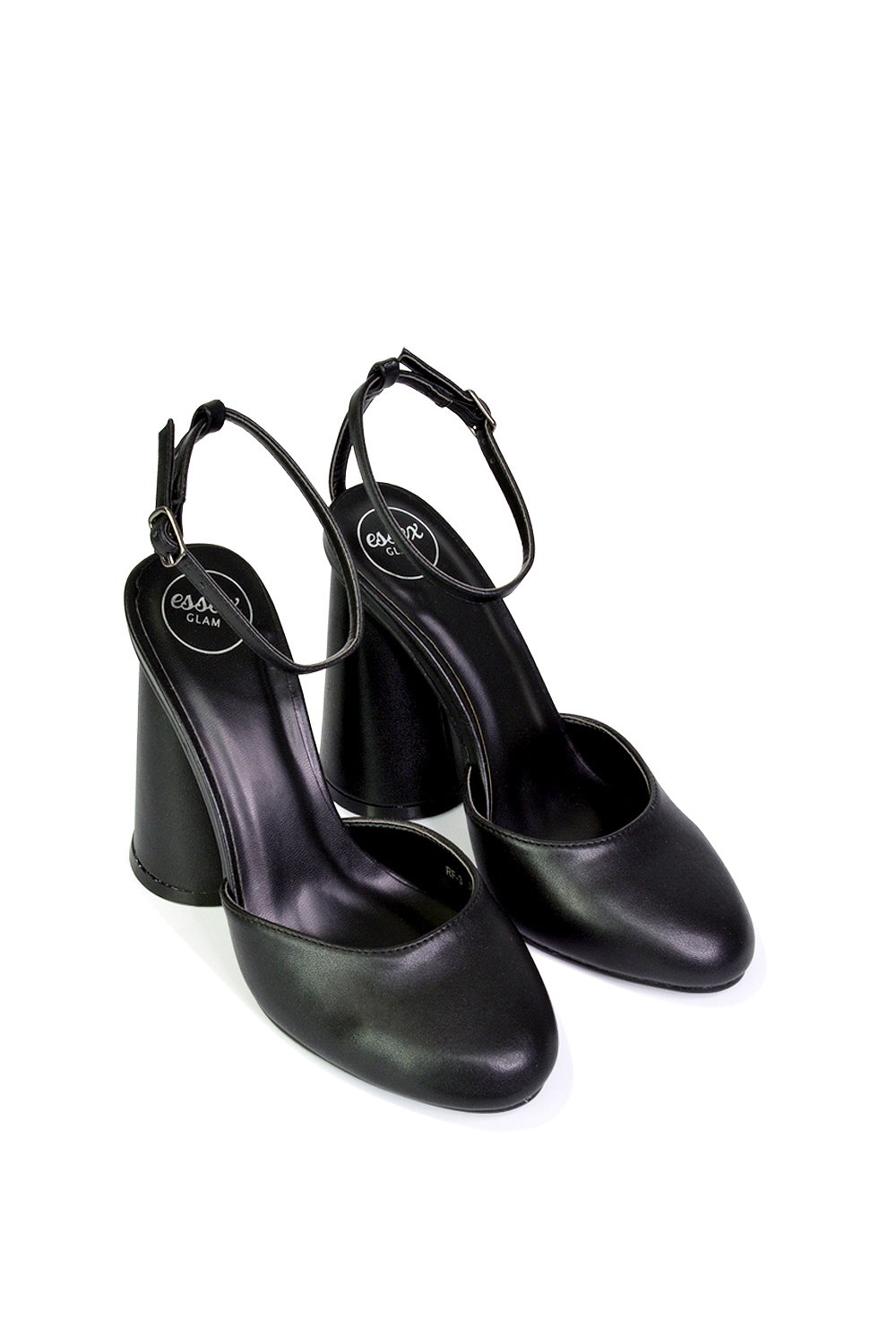 Black XY LONDON Black 'Ekin' Ankle Strap Statement Cylinder Block Heel, Image 4 of 5