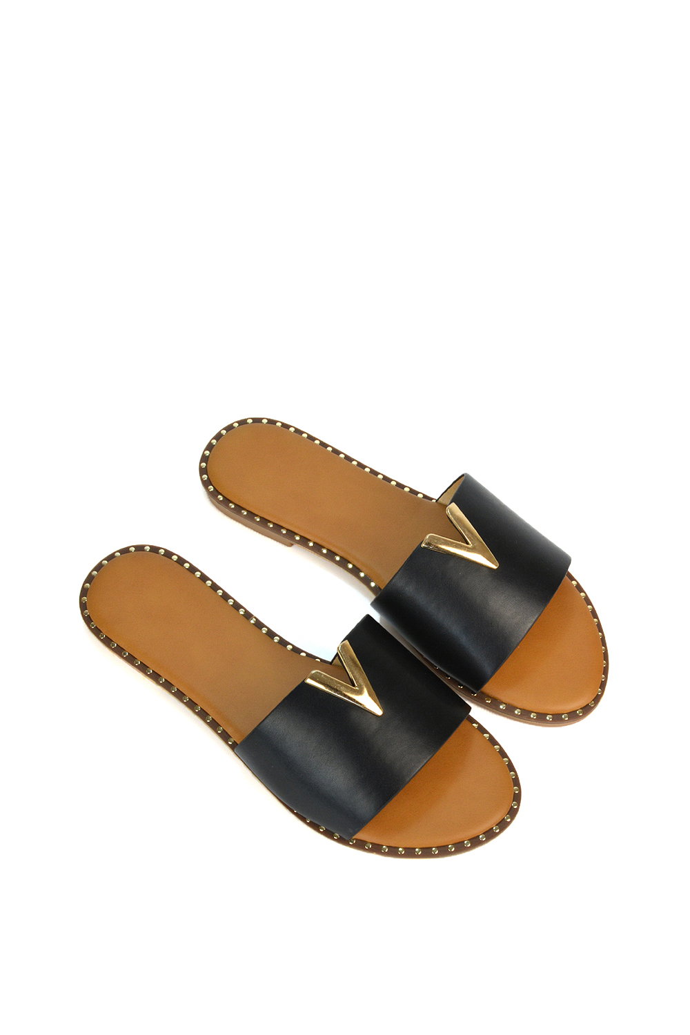 Black 'Rorie' Slip On Cut Out Flat Sandal Sliders, Image 4 of 5