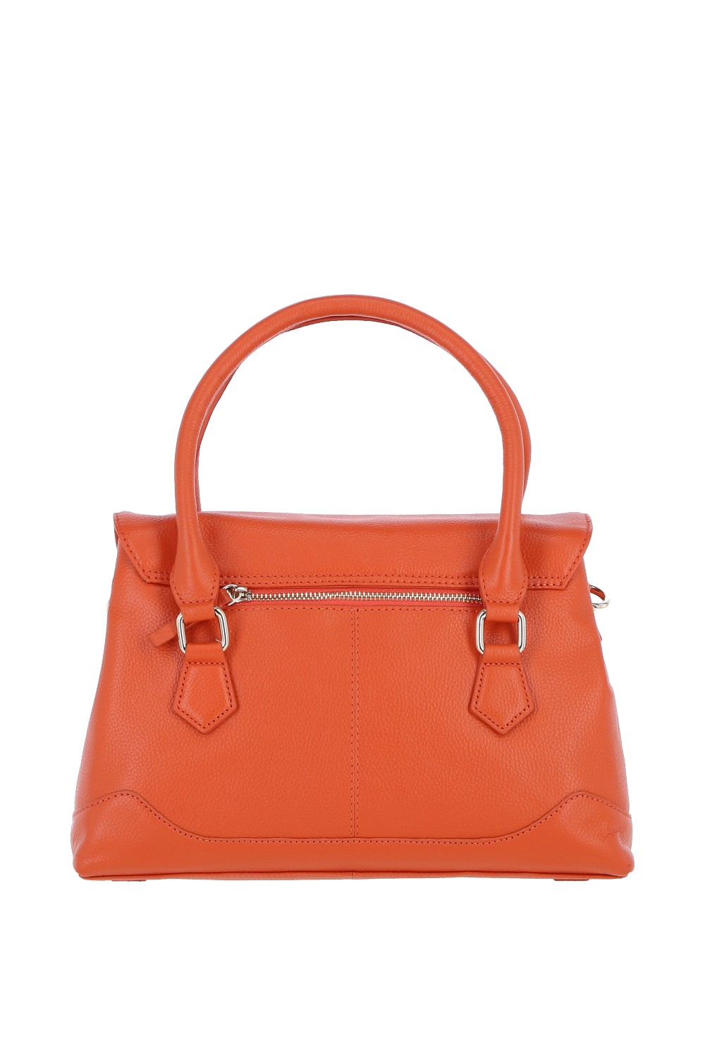 Orange Premium Leather Shoulder Bag with Detachable Crossbody Strap, Image 3 of 4