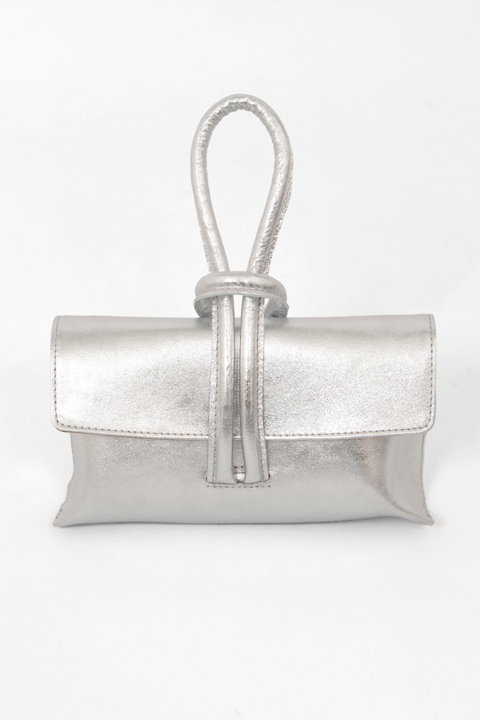 Metallic Metallic Italian Leather Wristlet Clutch Bag