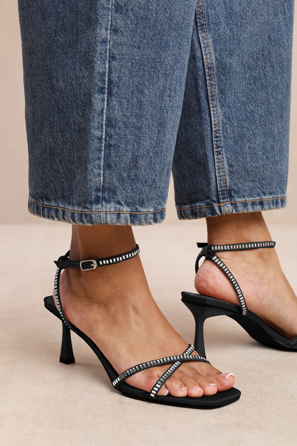 Black 'Kenia' Square Toe Low Block Heel, Image 1 of 4