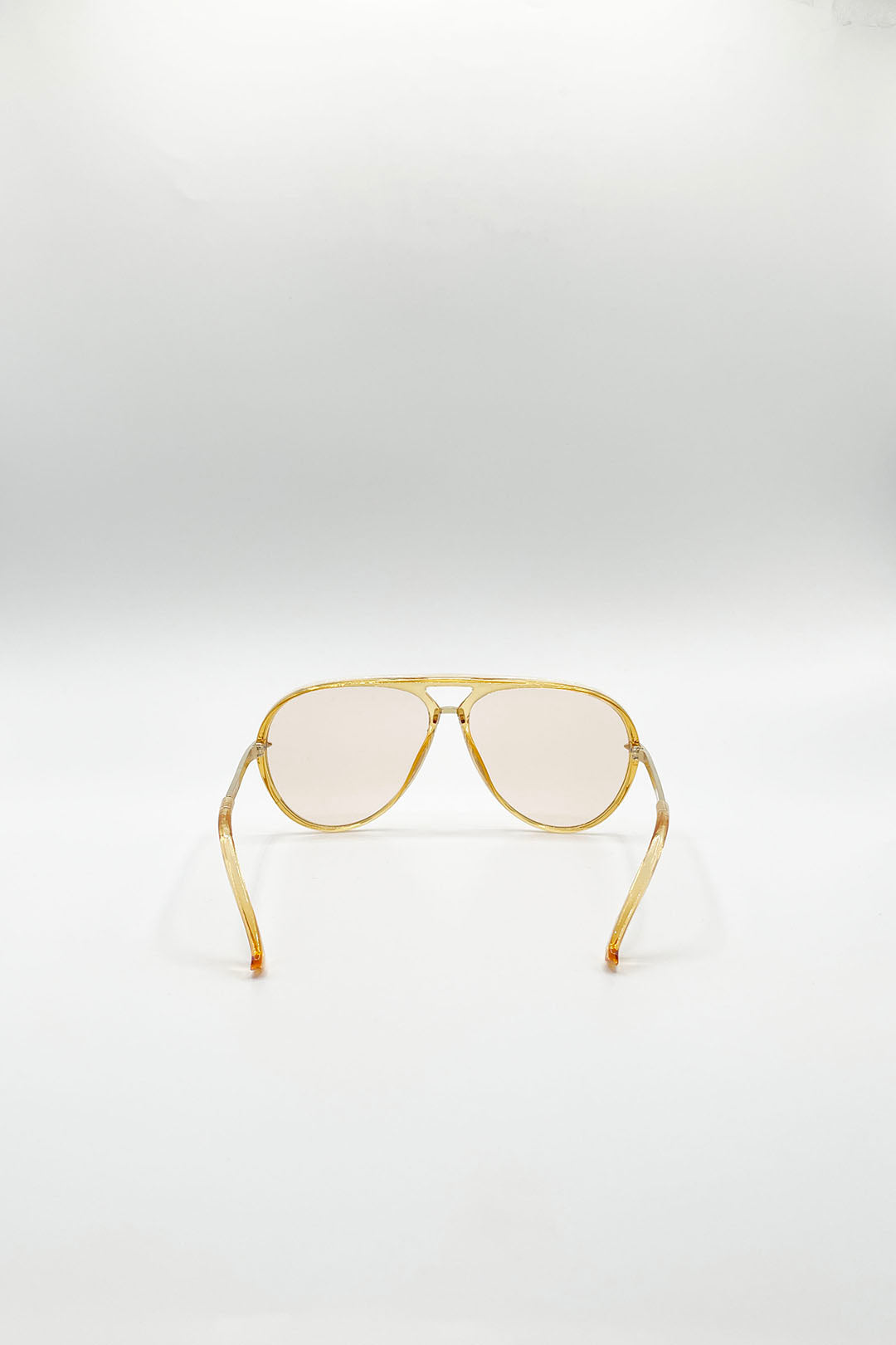 Beige SVNX Beige Bold Aviator Metal Arm Sunglasses In Champagne In Champagne, Image 4 of 5