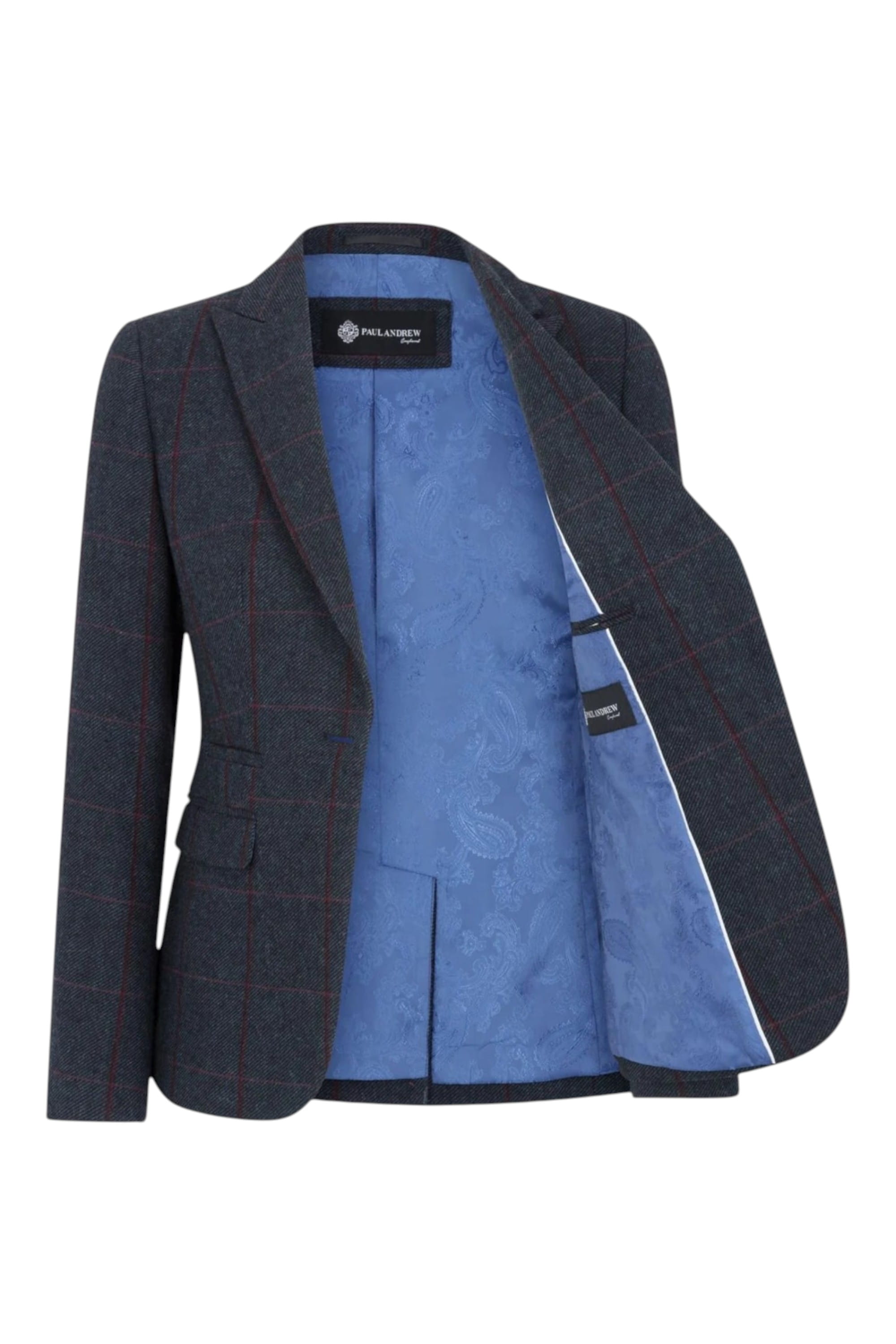 Navy Infinity Leather Navy Women's Navy Tweed Formal Blazer, Image 3 of 7