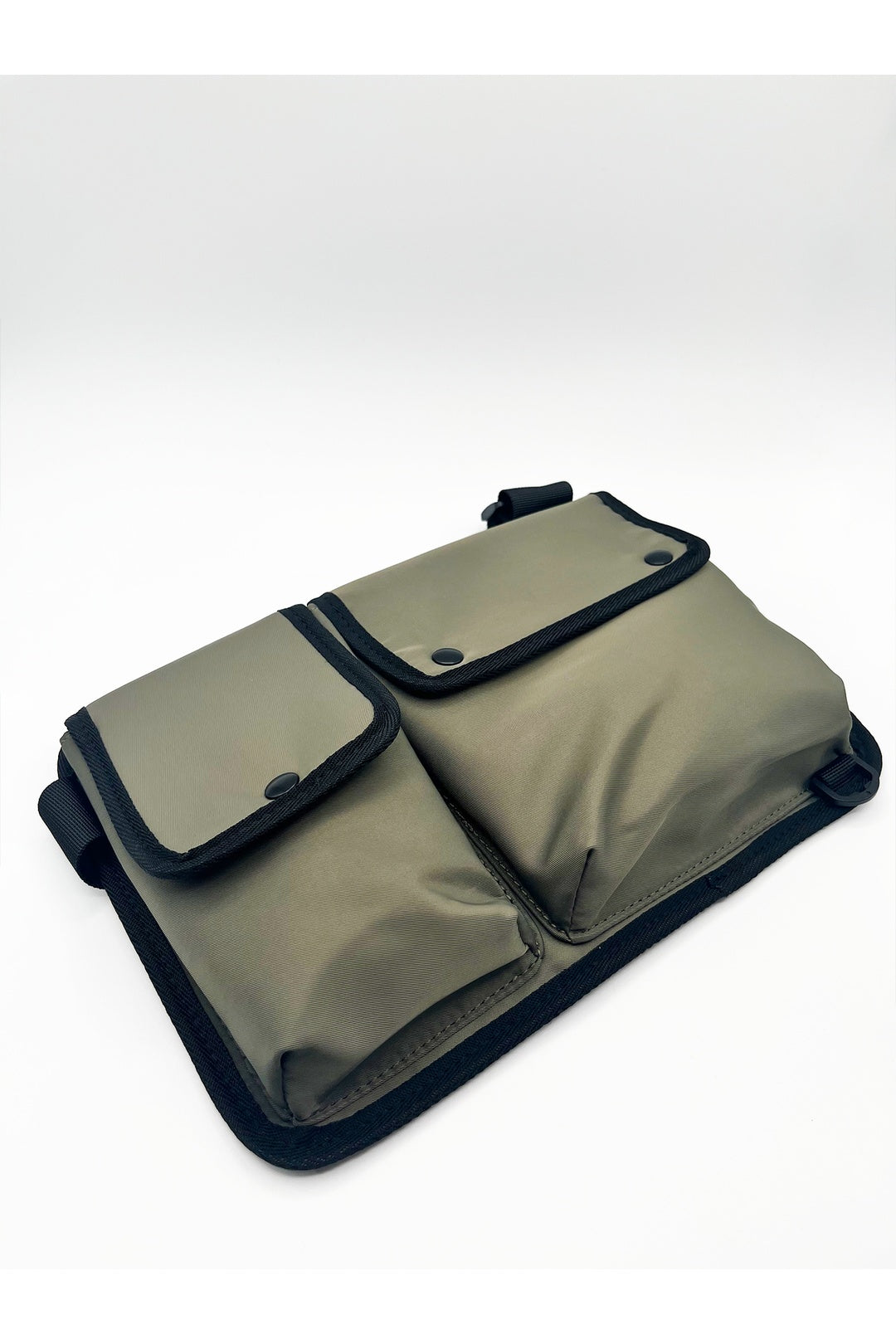 Olive Nylon Chest Bag in Moss, Image 2 of 5