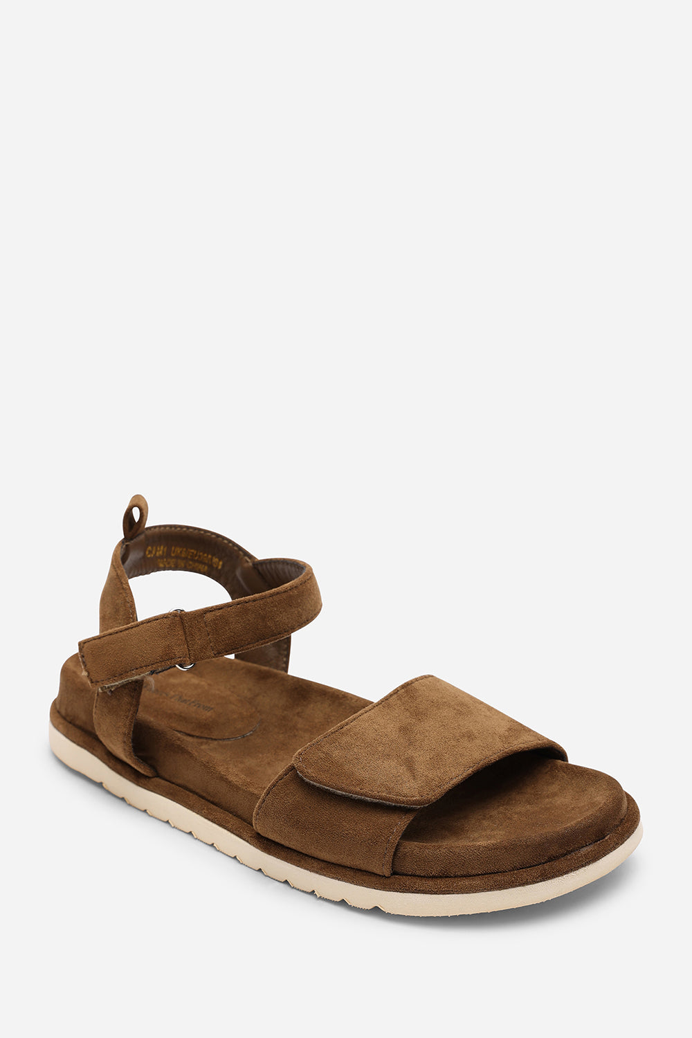 Khaki Where's That From Khaki Corfu Velcro Double Strap Footbed Sandals, Image 3 of 6