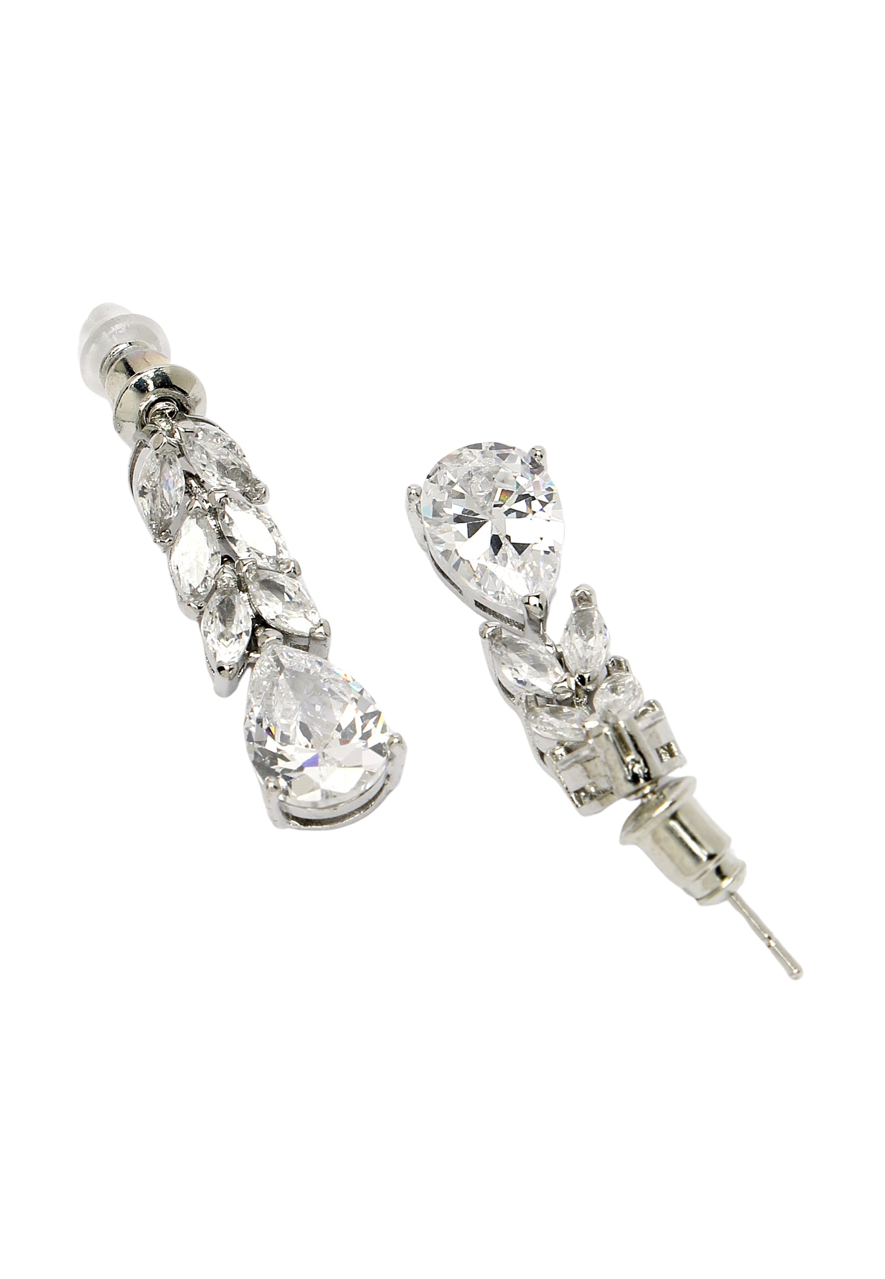 Silver Diva Collection Leaf Drop Earrings, Image 3 of 5