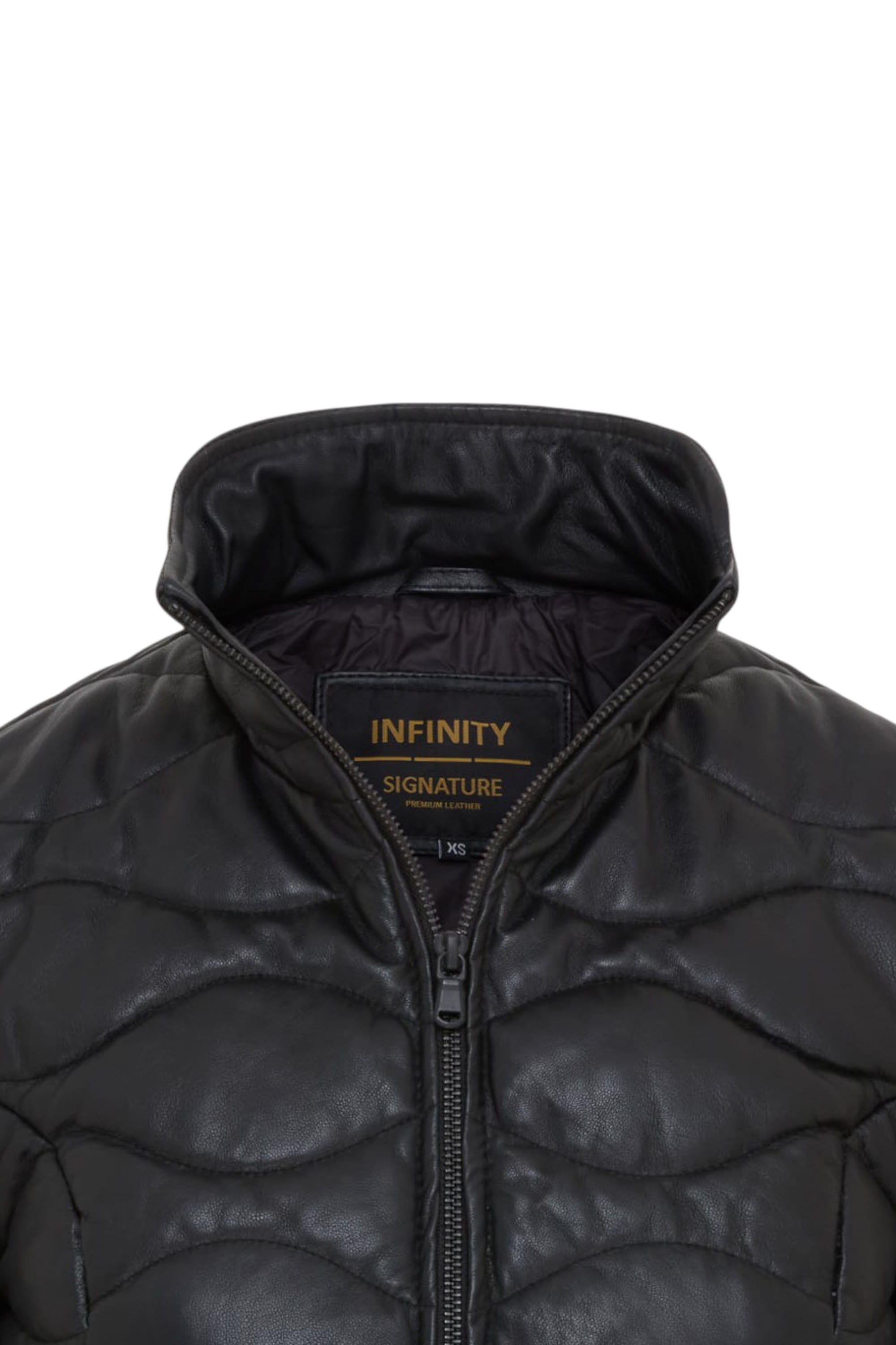 Black Infinity Leather Black Puffer Quilted Bomber Leather Jacket, Image 5 of 7