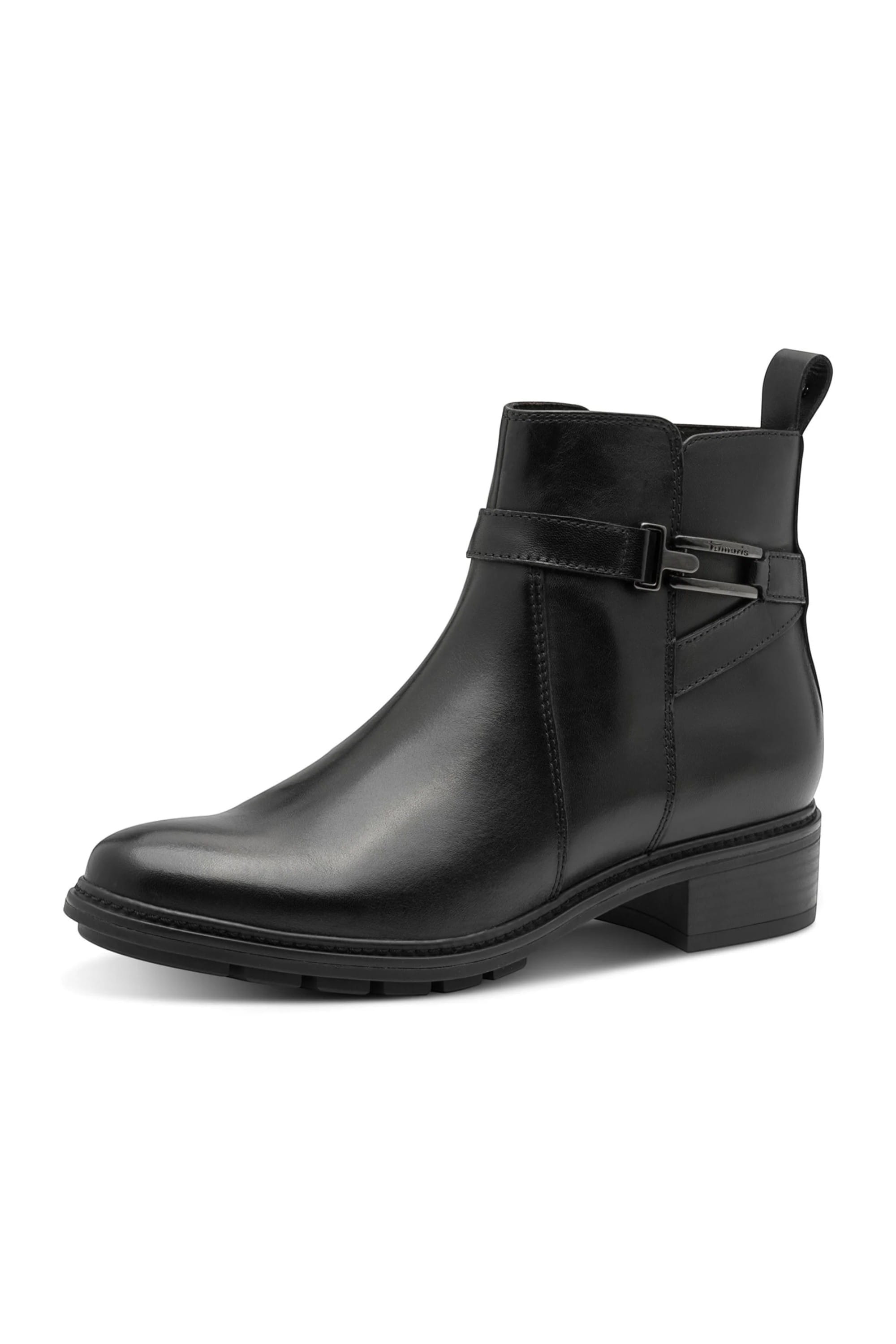 Black Tamaris Black Tamaris Womens Black Buckle Biker Boots, Image 3 of 7