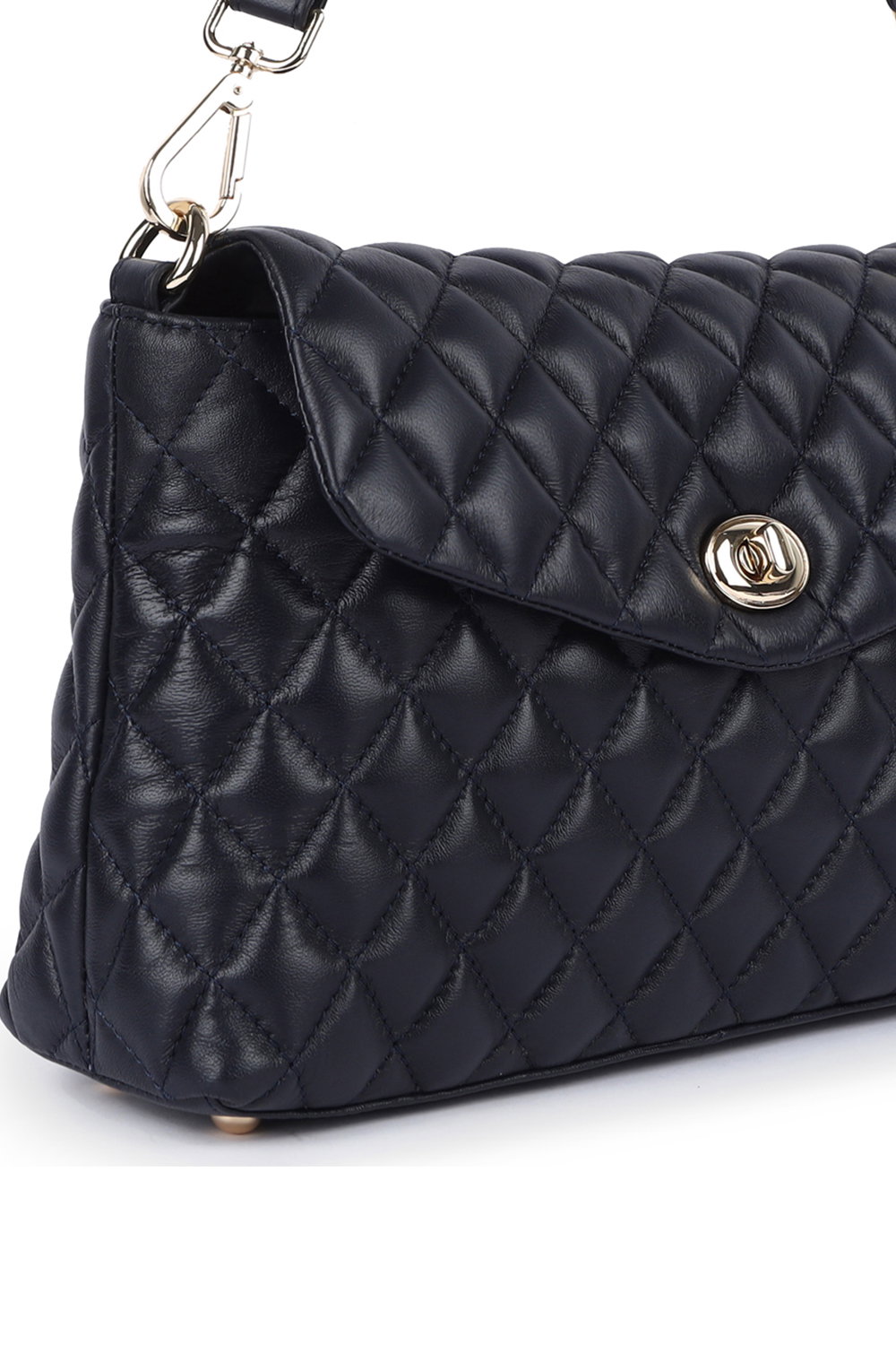 Navy Ashwood Leather Navy 'Tramonto Toscana' Real Leather Flapover Quilted Bag, Image 2 of 4
