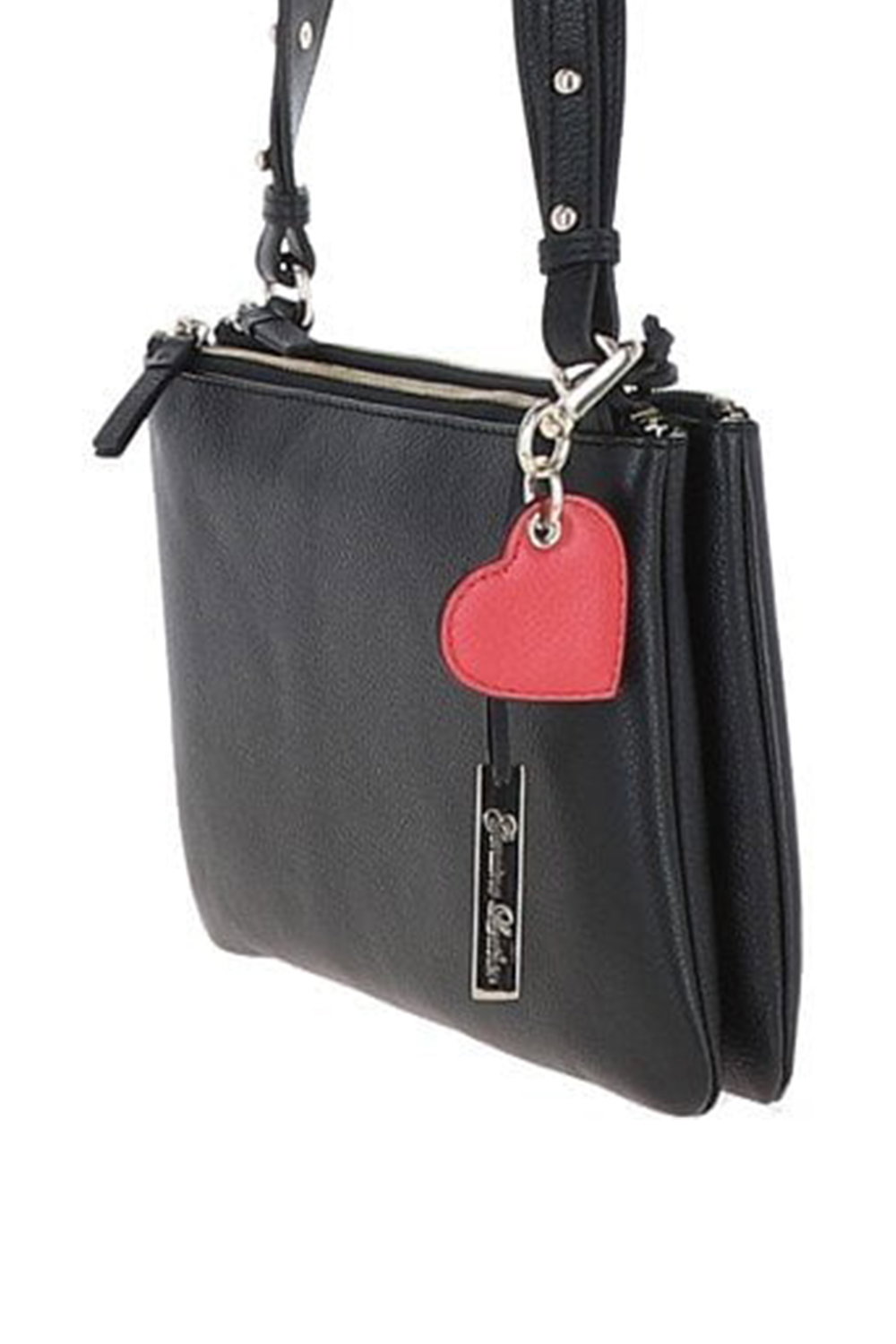 Black Ashwood Leather Black 'Squisita' Two Sections Real Leather Shoulder Bag, Image 2 of 4