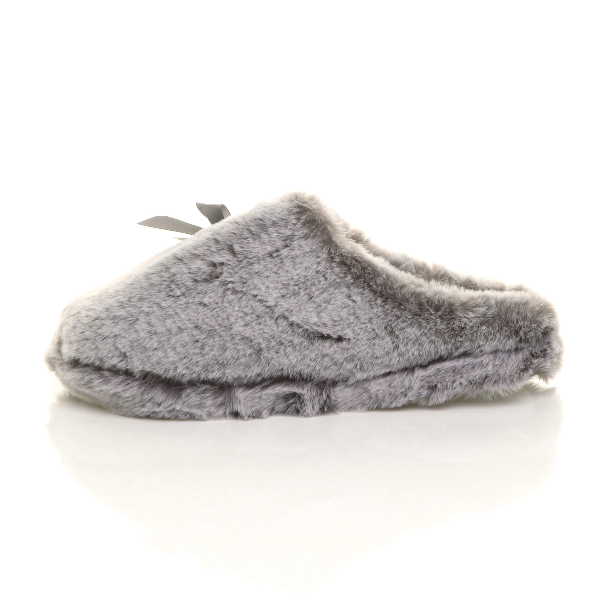 Grey AJVANI Grey Fluffy Mule Slippers, Image 3 of 6