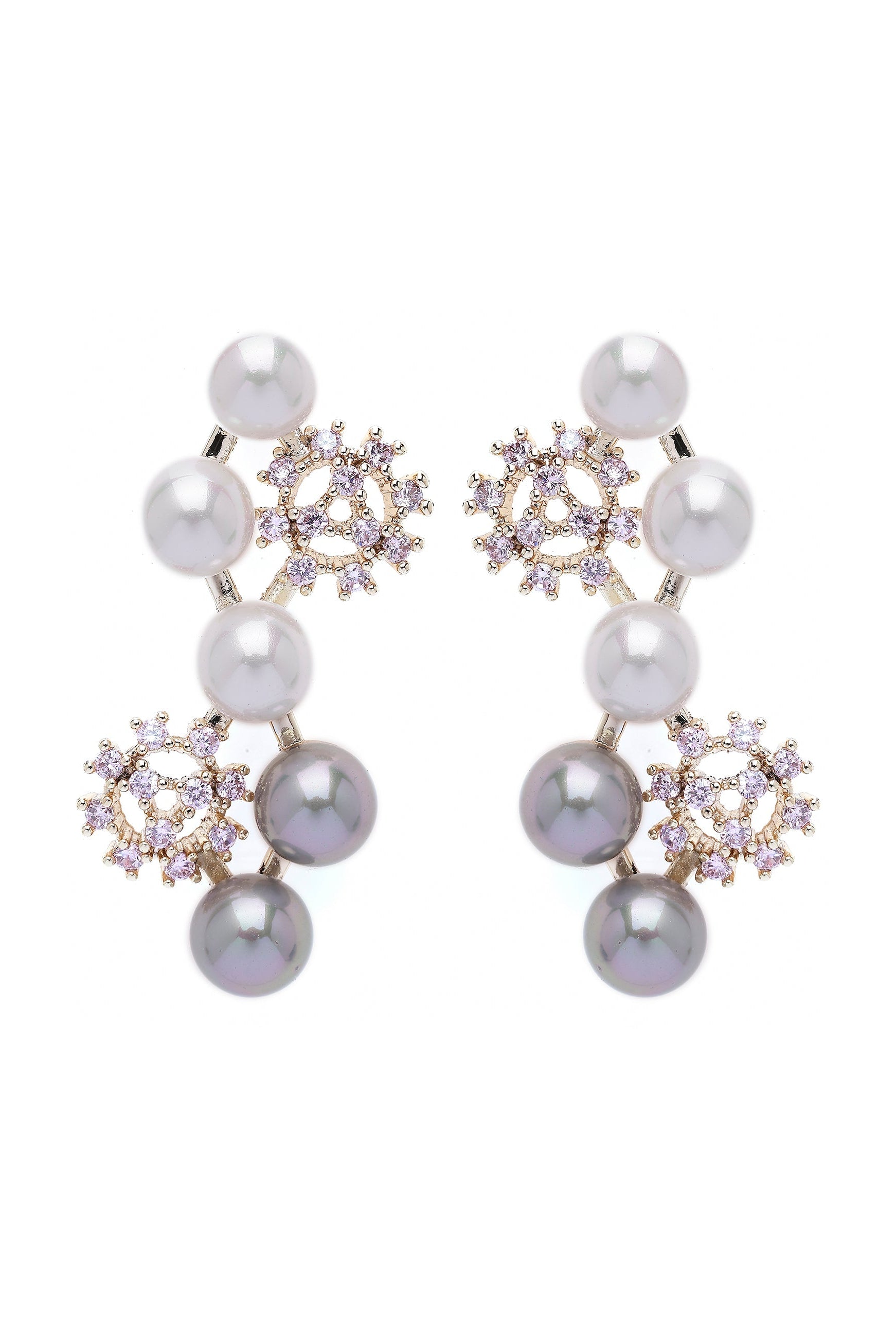 Pink Cascading Snowflake Earrings
