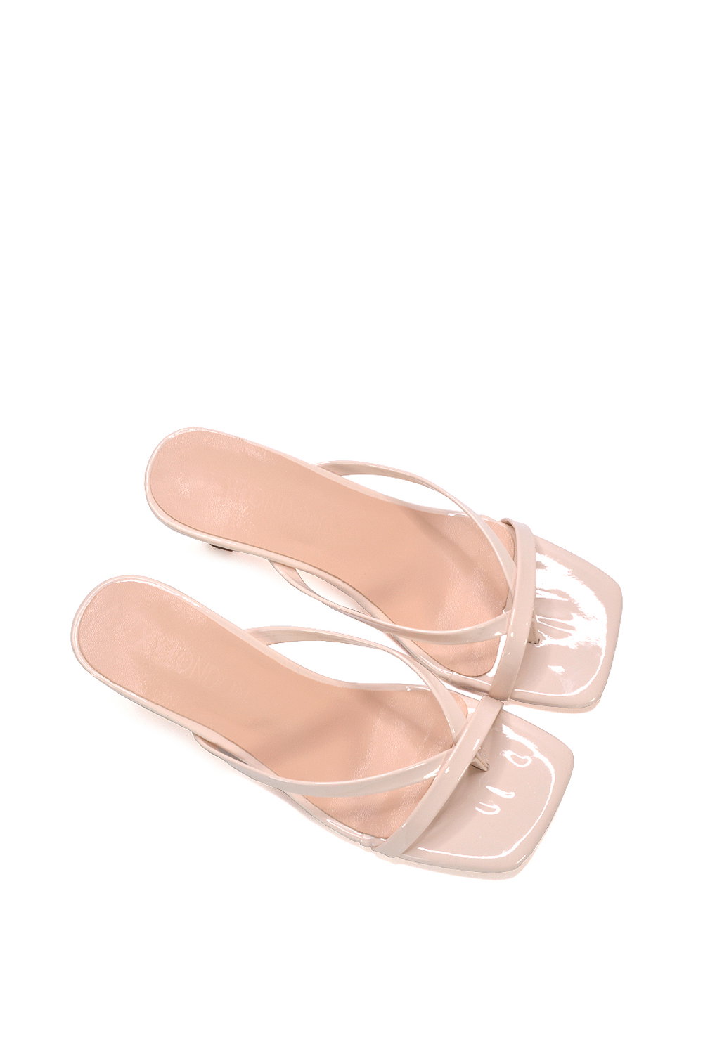 Beige XY LONDON Beige 'Tiana' Kitten Heel Sandal Mules With Toe Post, Image 5 of 6