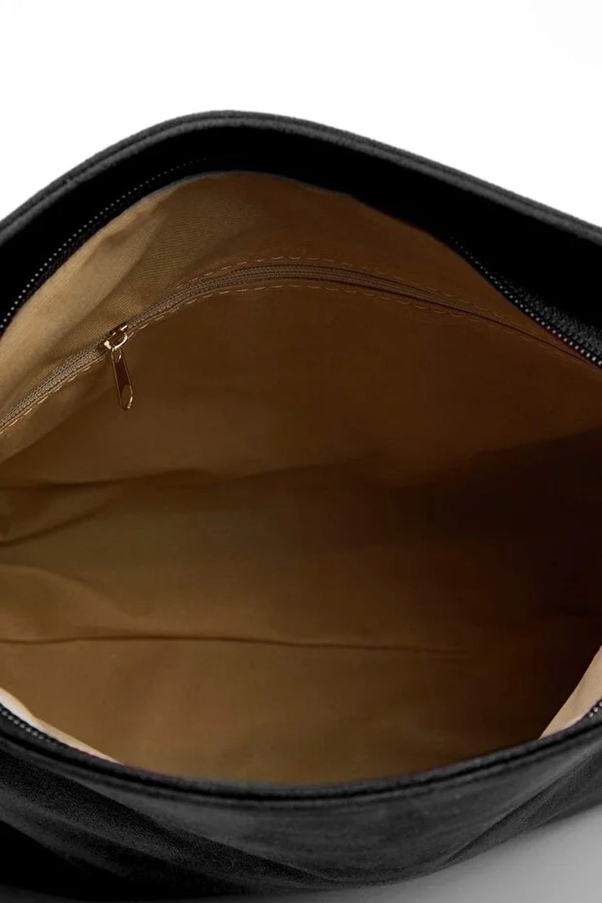 Black WOVCOR Black Soft Suede Foldover Clutch Bag, Image 4 of 4