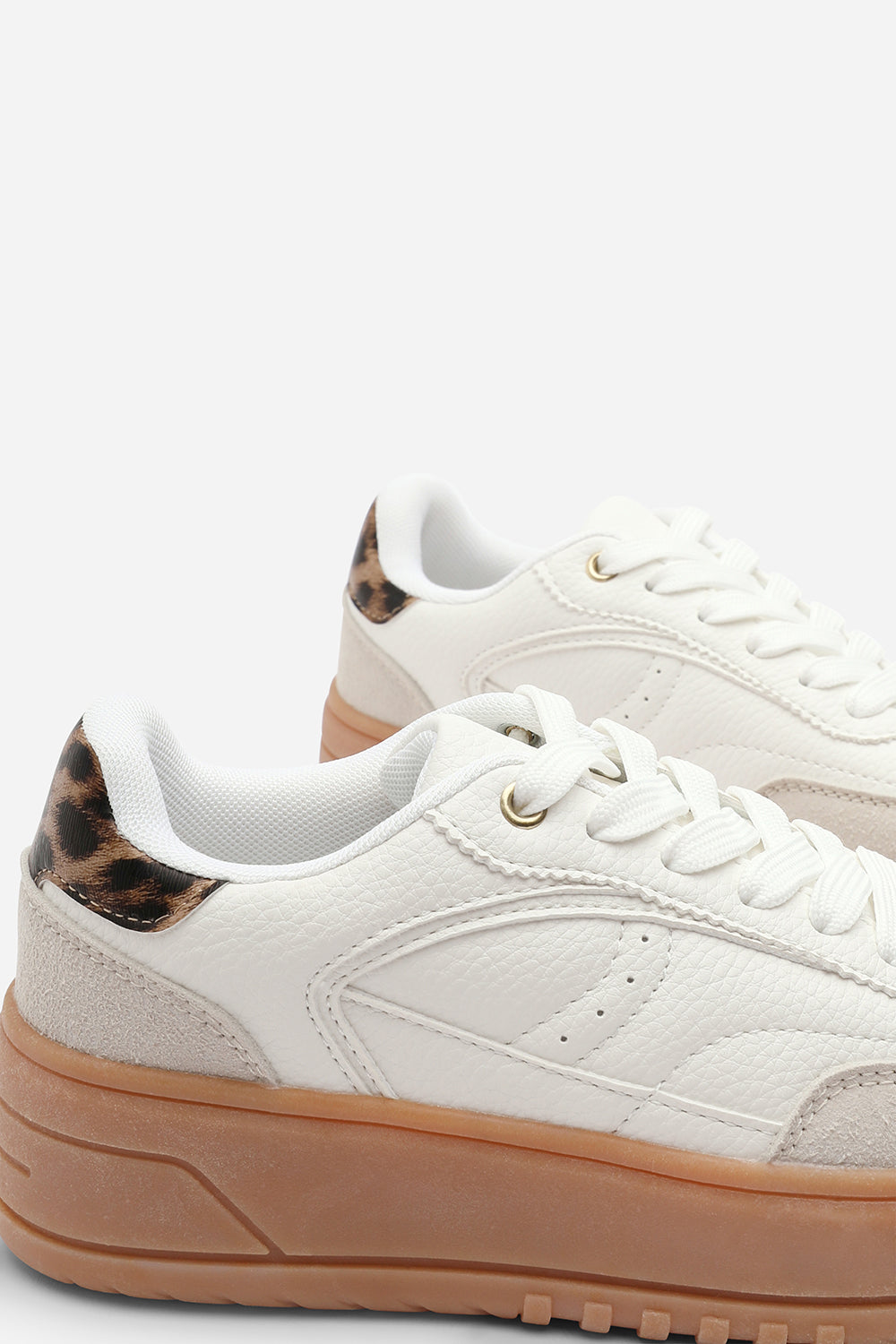 White 'Yulia' Low Wedge Lace up trainer, Image 6 of 8